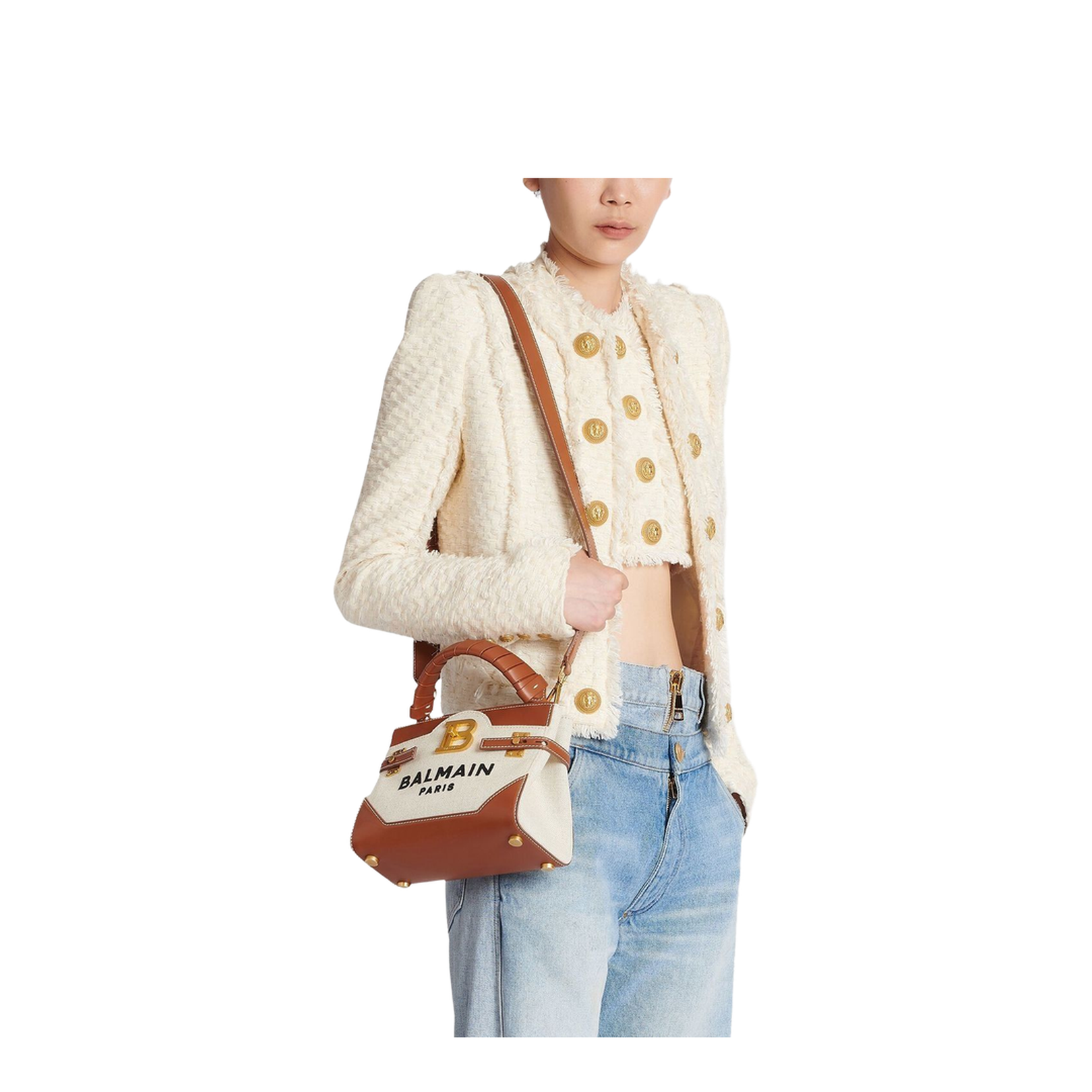 B-Buzz 22 Canvas Top Handle Bag with Leather Insert - Image 2