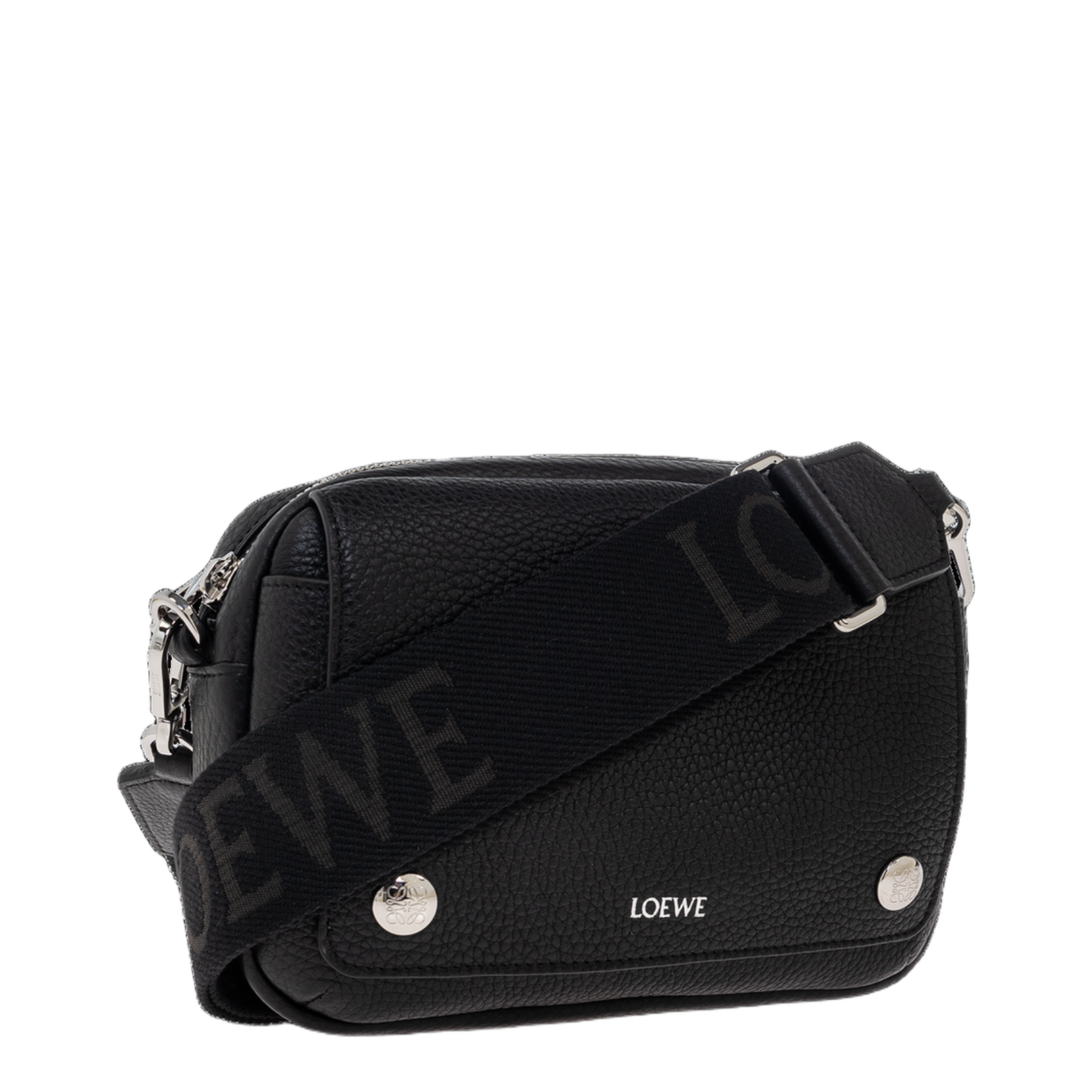 Pebble Small Calskin Messenger Bag - Black - Image 4