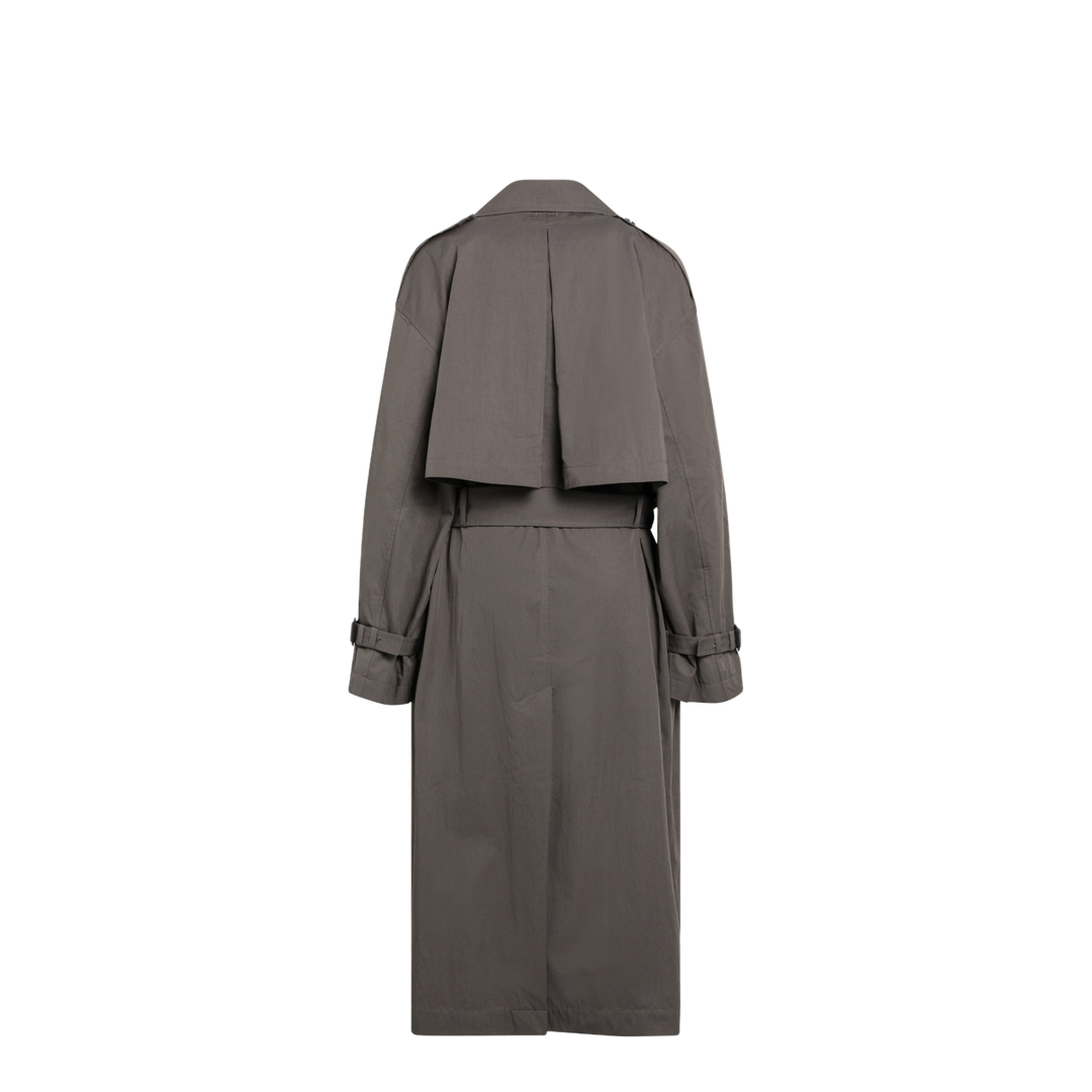 Taupe Double-Breasted Cotton-Blend Trench Coat - Image 2