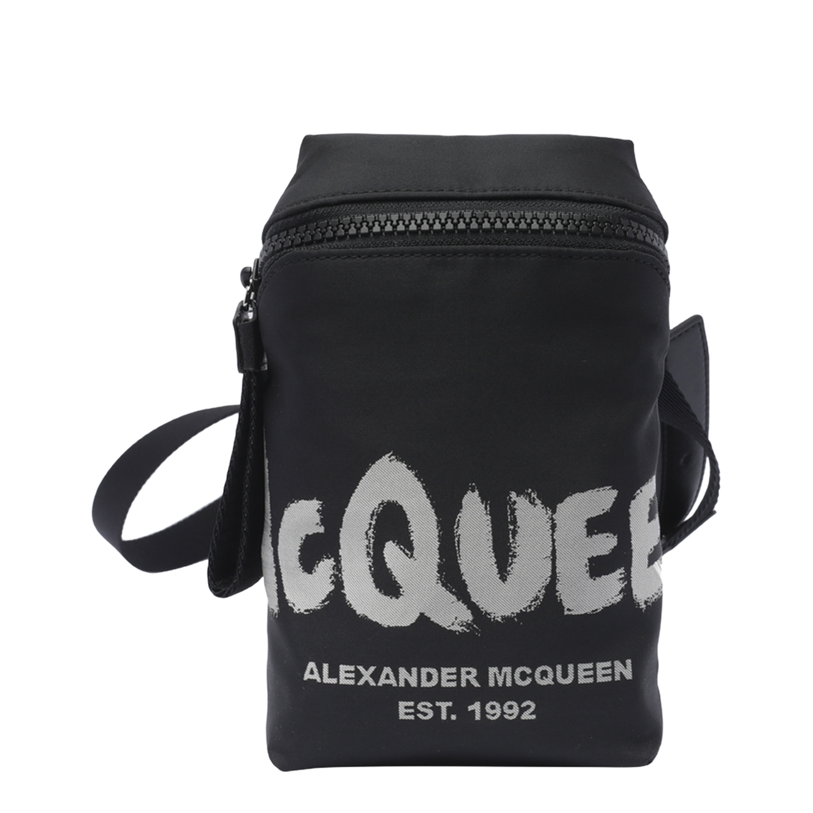 Black Fabric Graffiti Crossbody Bag - Image 1