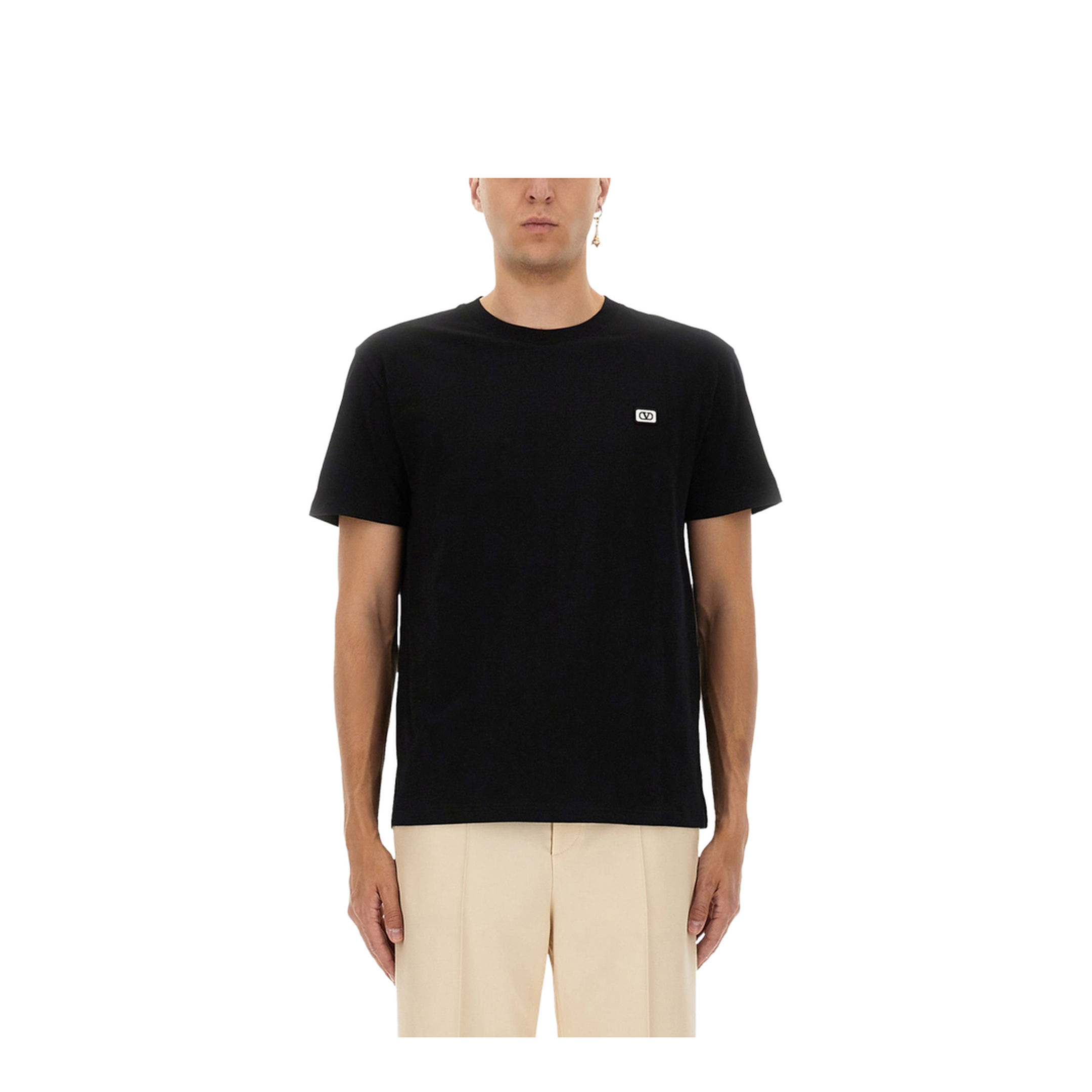 Black Crewneck T-Shirt with VLogo on the Front - Image 1