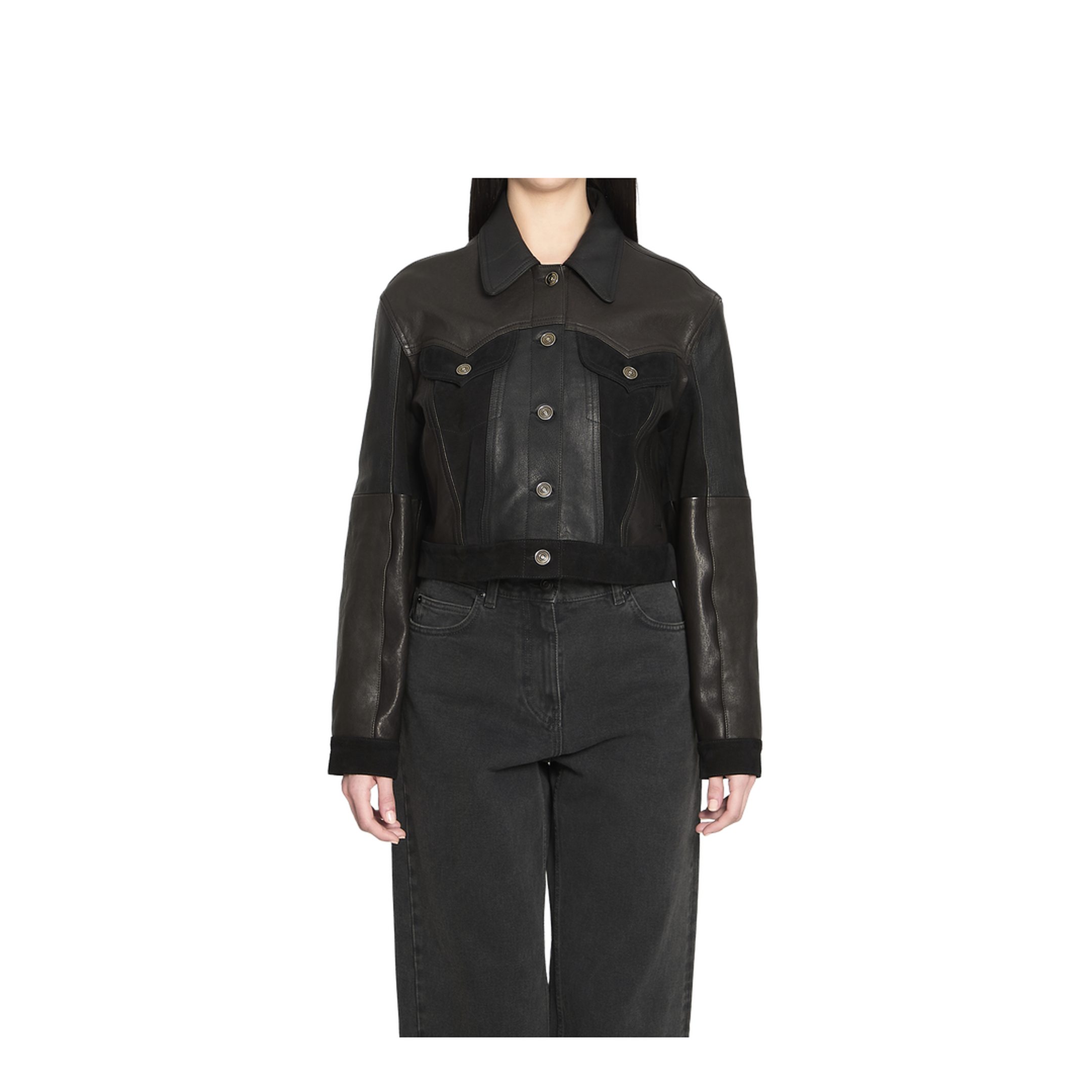 Slim-fit leather blouson - Image 1