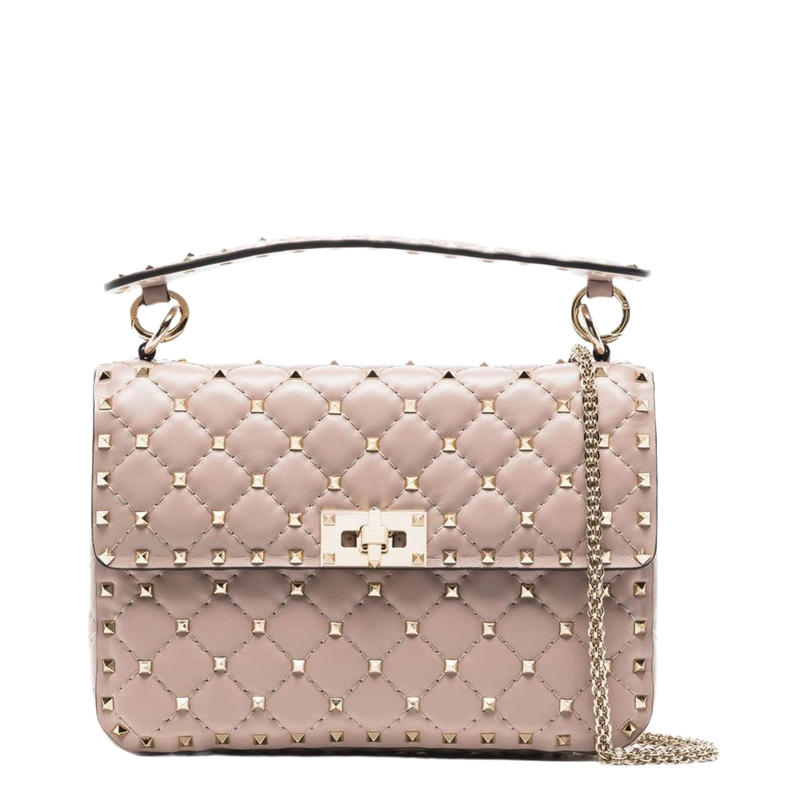 Medium Nappa Rockstud Spike Bag in Poudre - Image 1