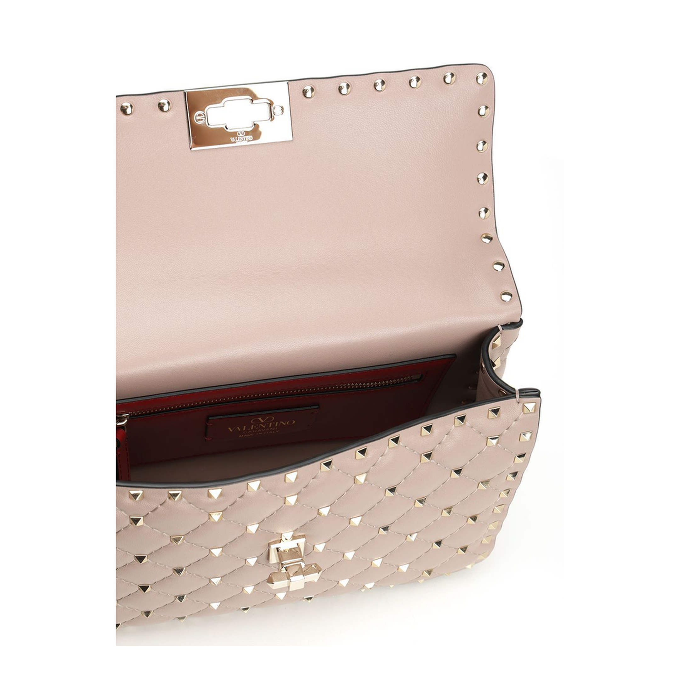Rockstud Spike Medium Nappa Shoulder Bag - Powder Pink - Image 2