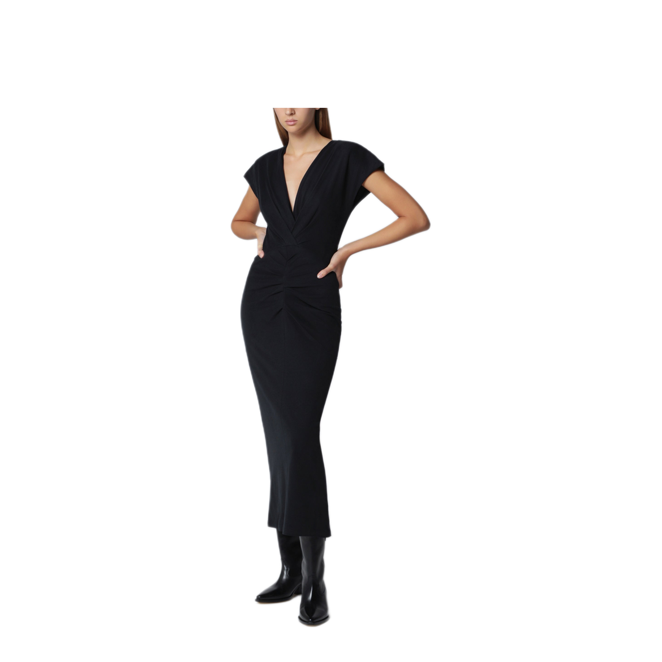Nadra Wrap Dress in Black Jersey - Image 1
