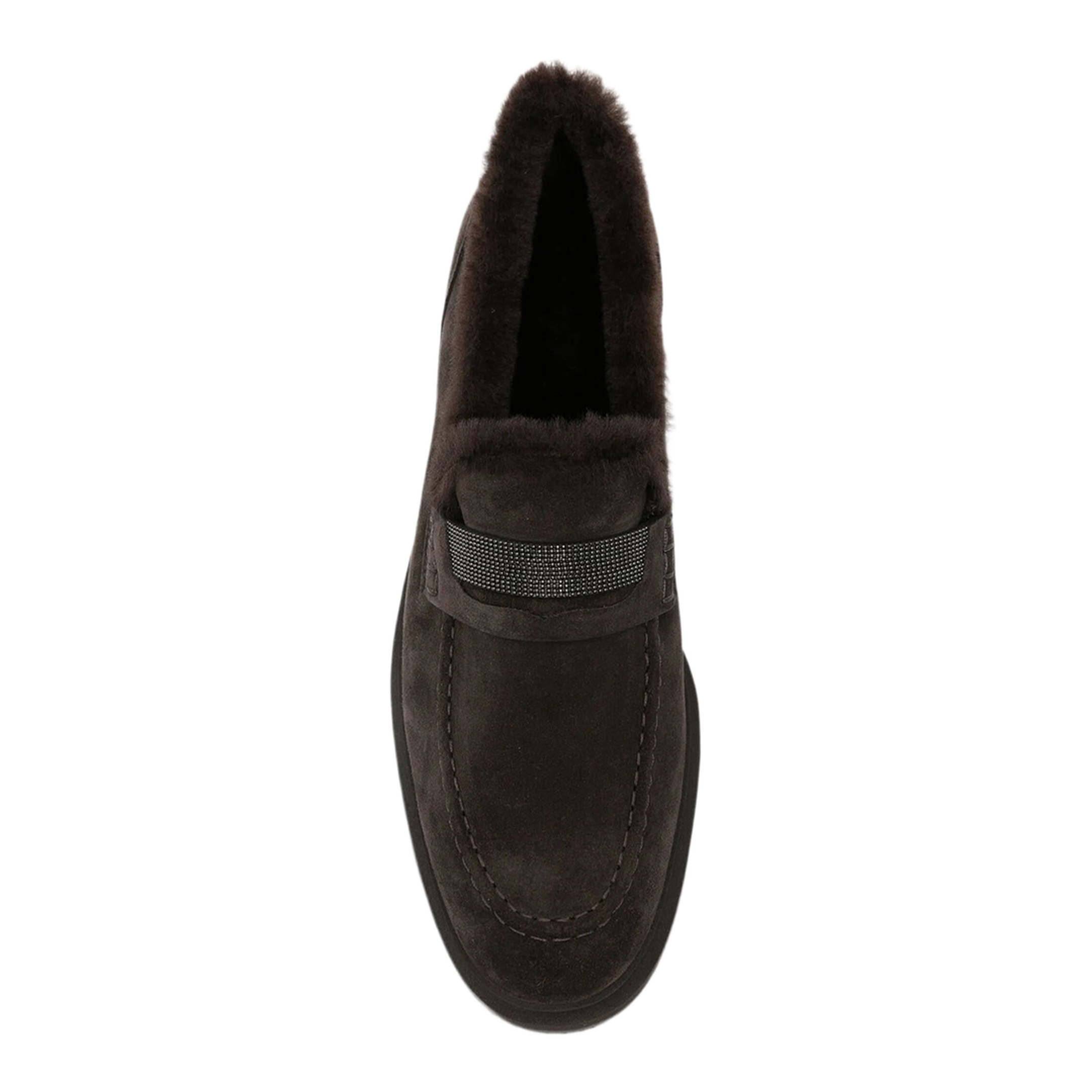 Suede Penny Loafers with Shearling Lining and Precious Insert - Image 4