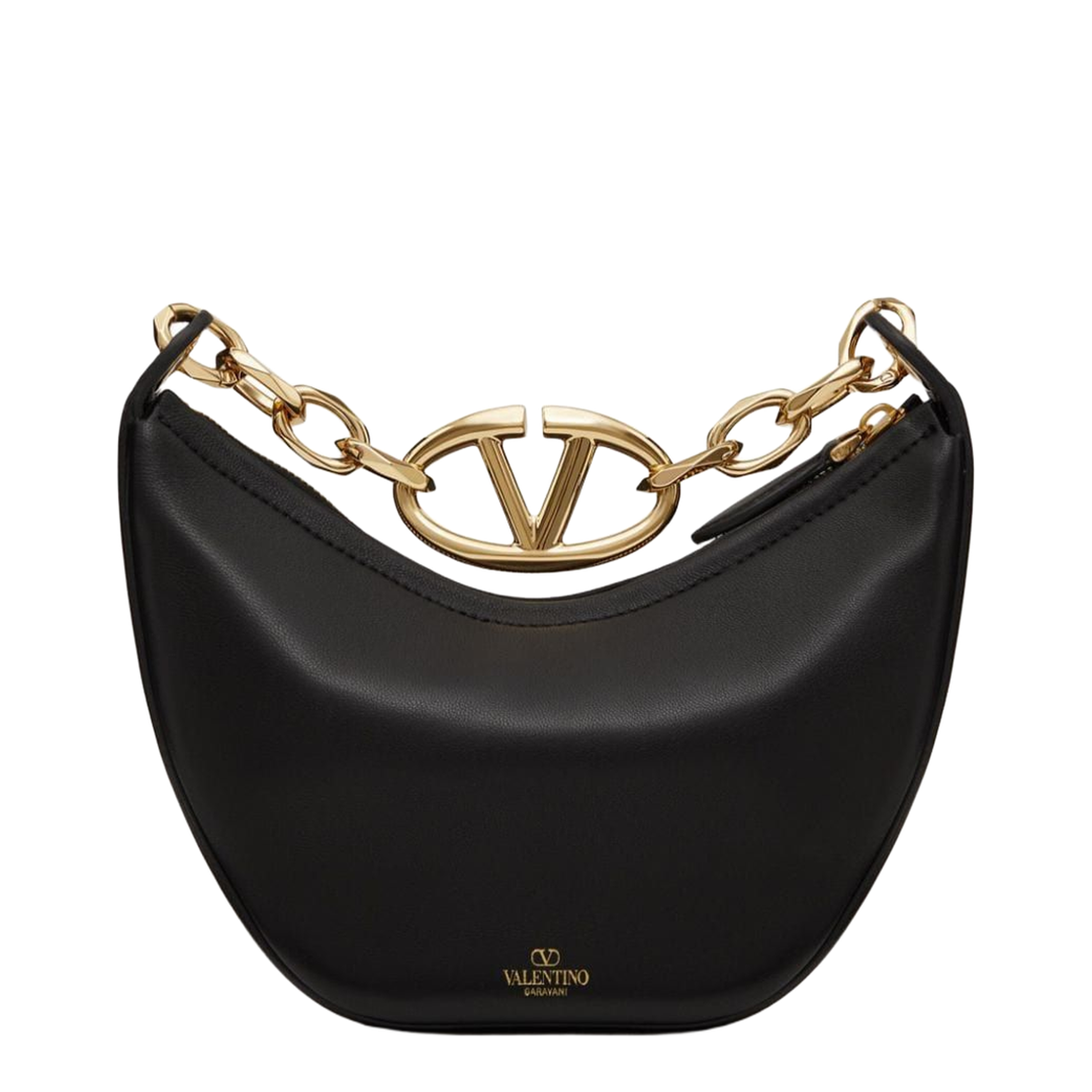 Garavani Black Leather Small Hobo Vlogo Moon Handbag - Image 3