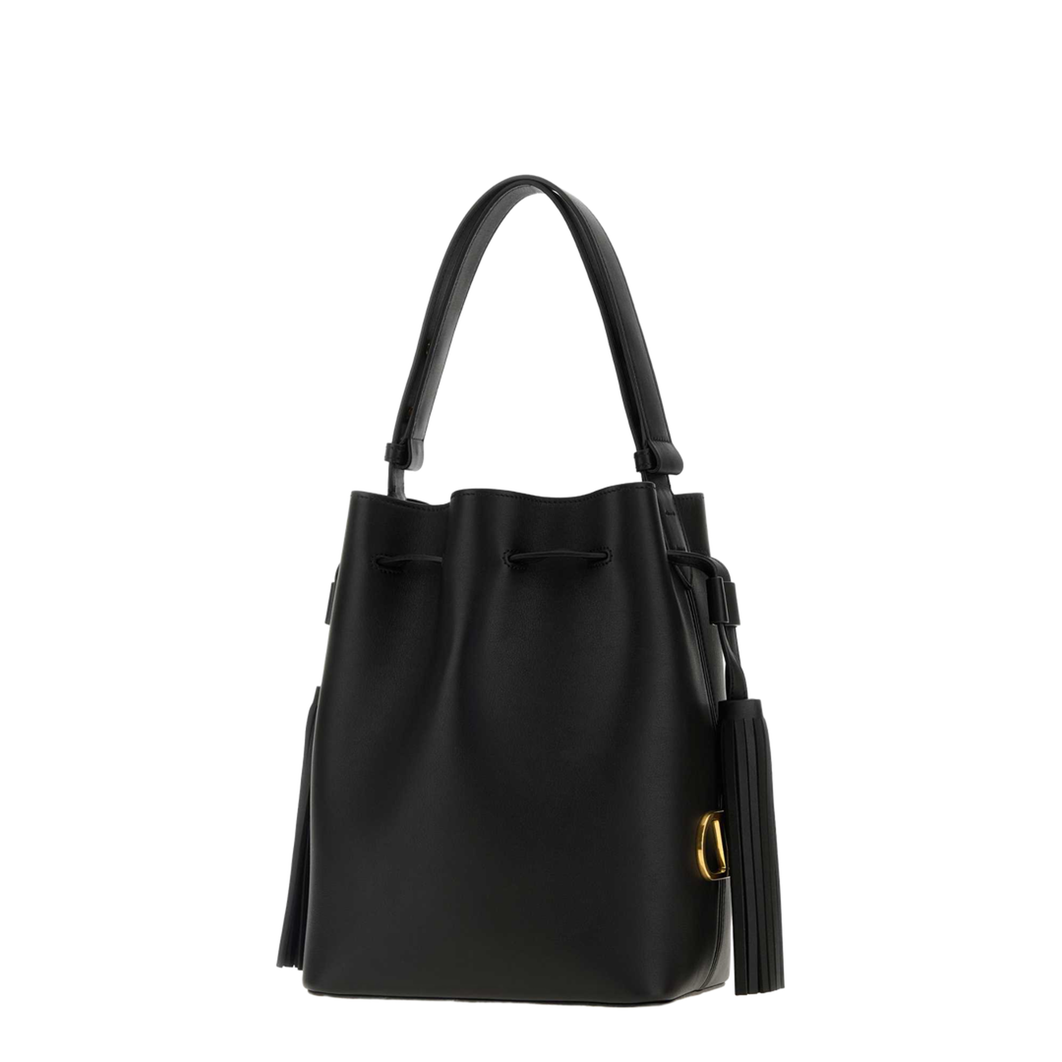VLogo Signature Calf Leather Bucket Bag - Black - Image 2