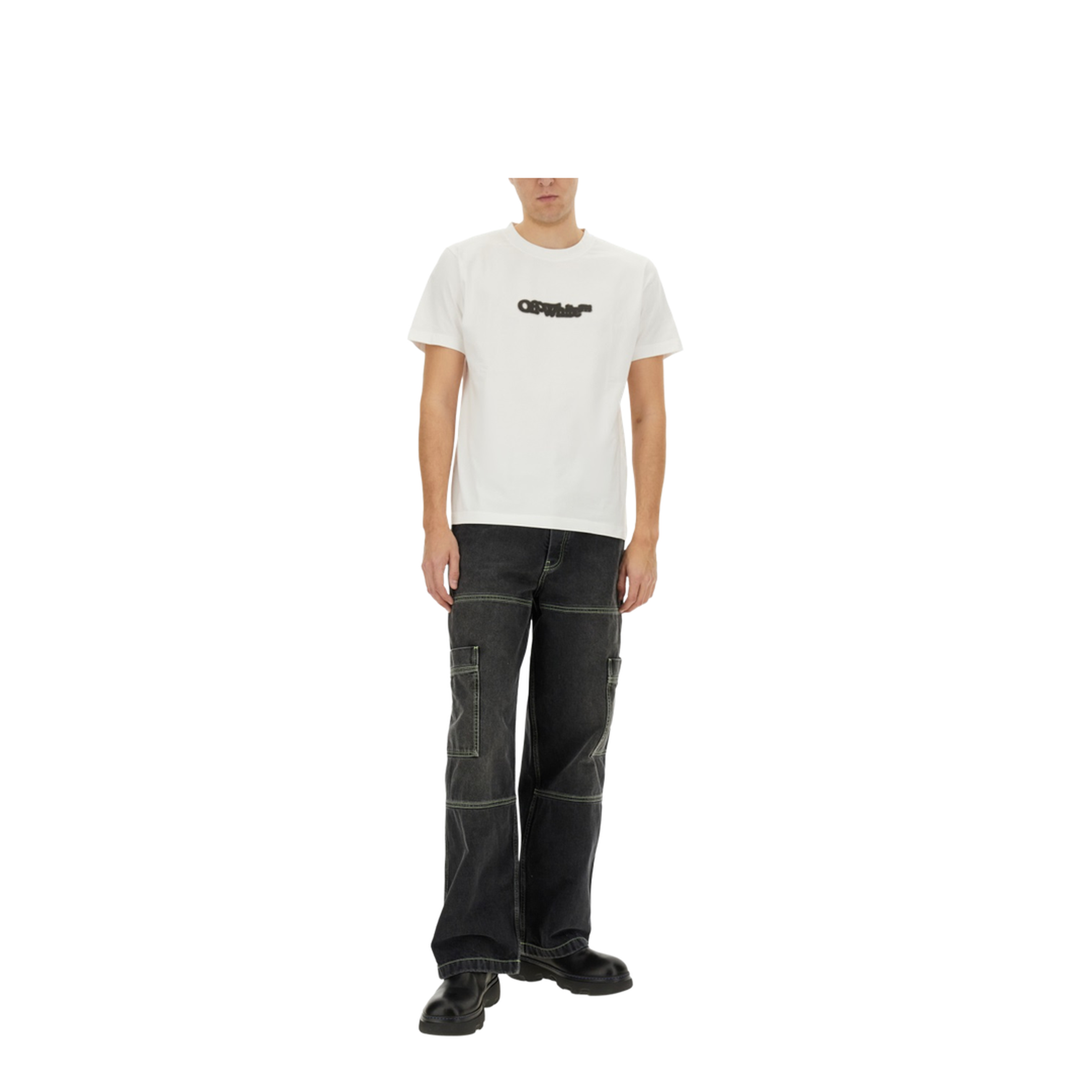 Irregular Denim Cargo Jeans Black - Image 2