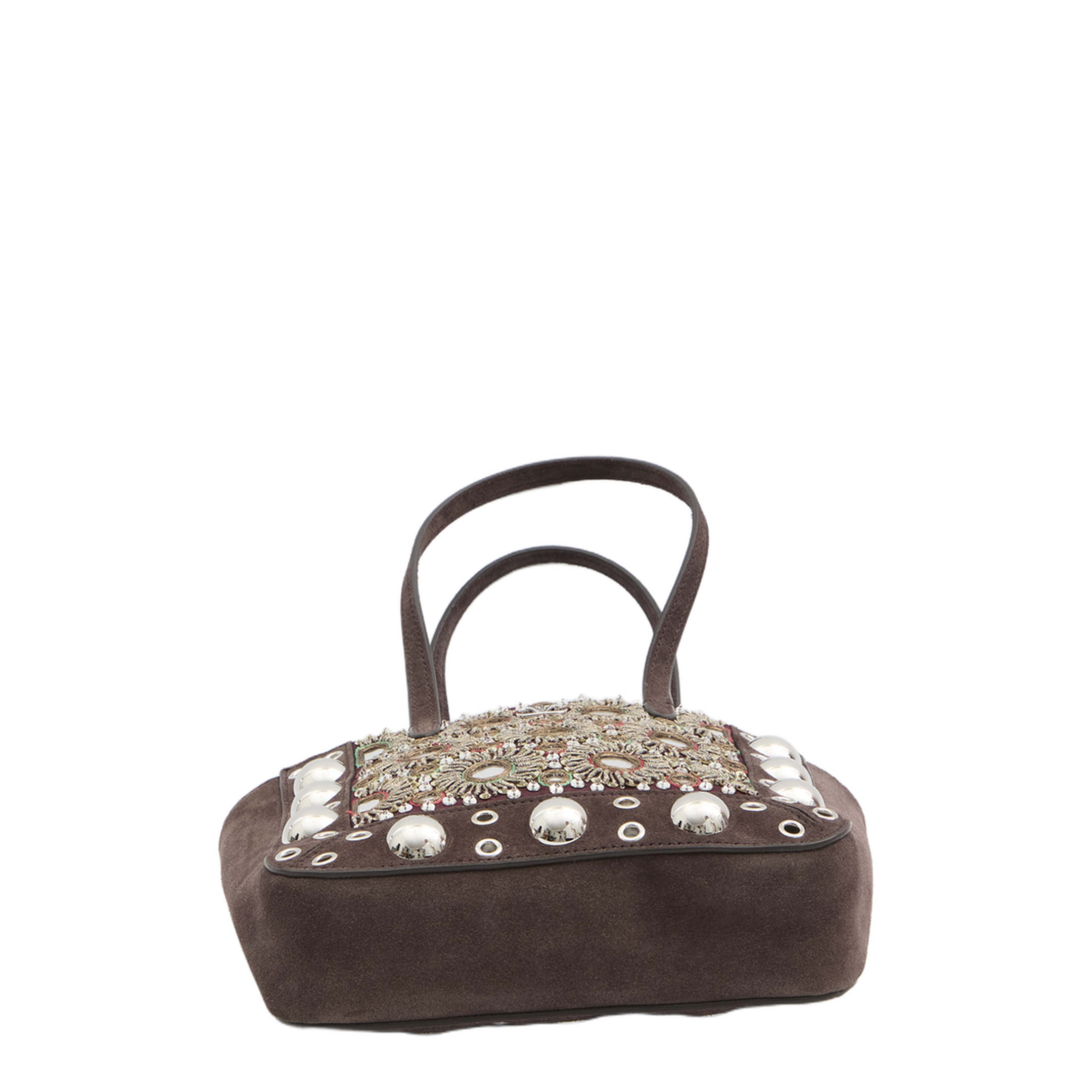 Nellcôte Mini Suede Calfskin Shopping Bag - Dark Brown - Image 3