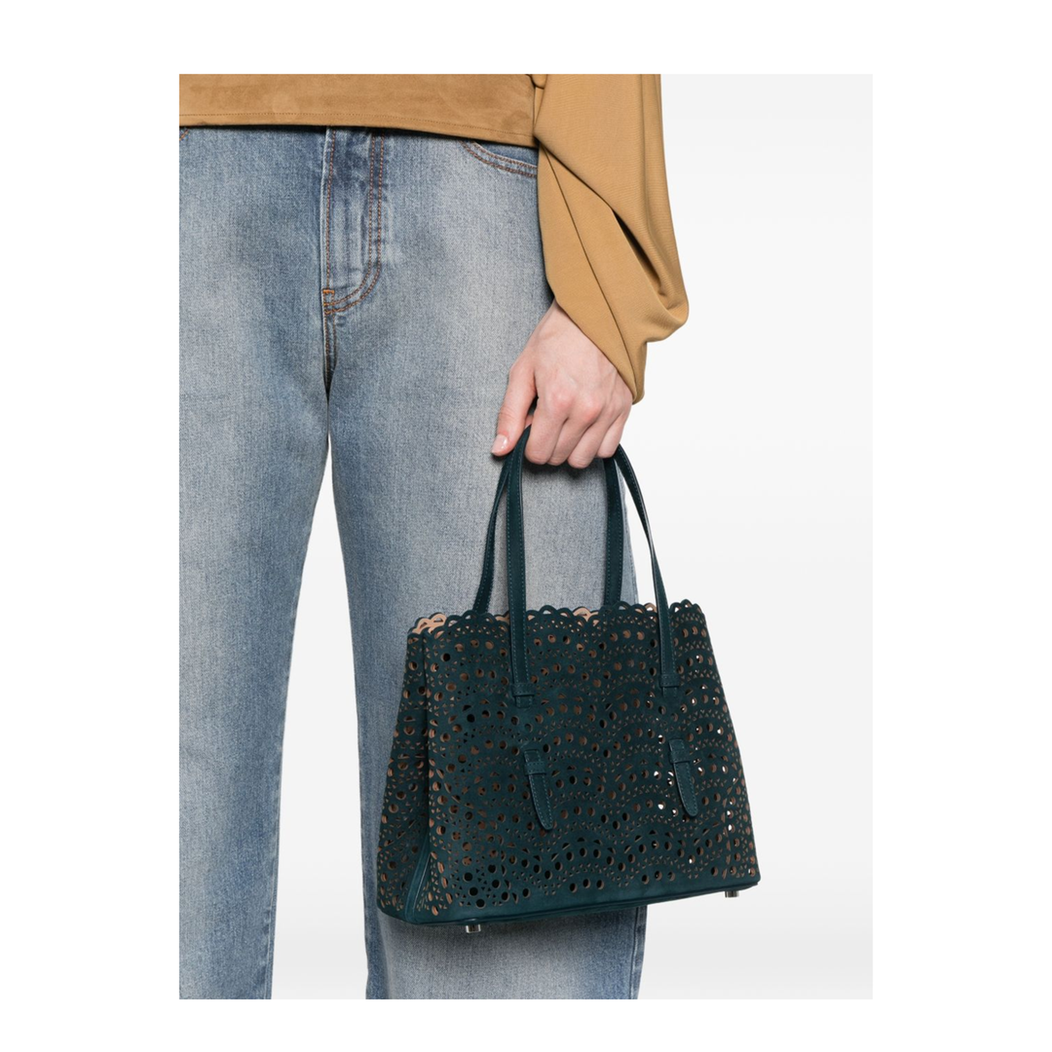 Mina Medium Nubuck Shoulder Bag - Brown - Image 4