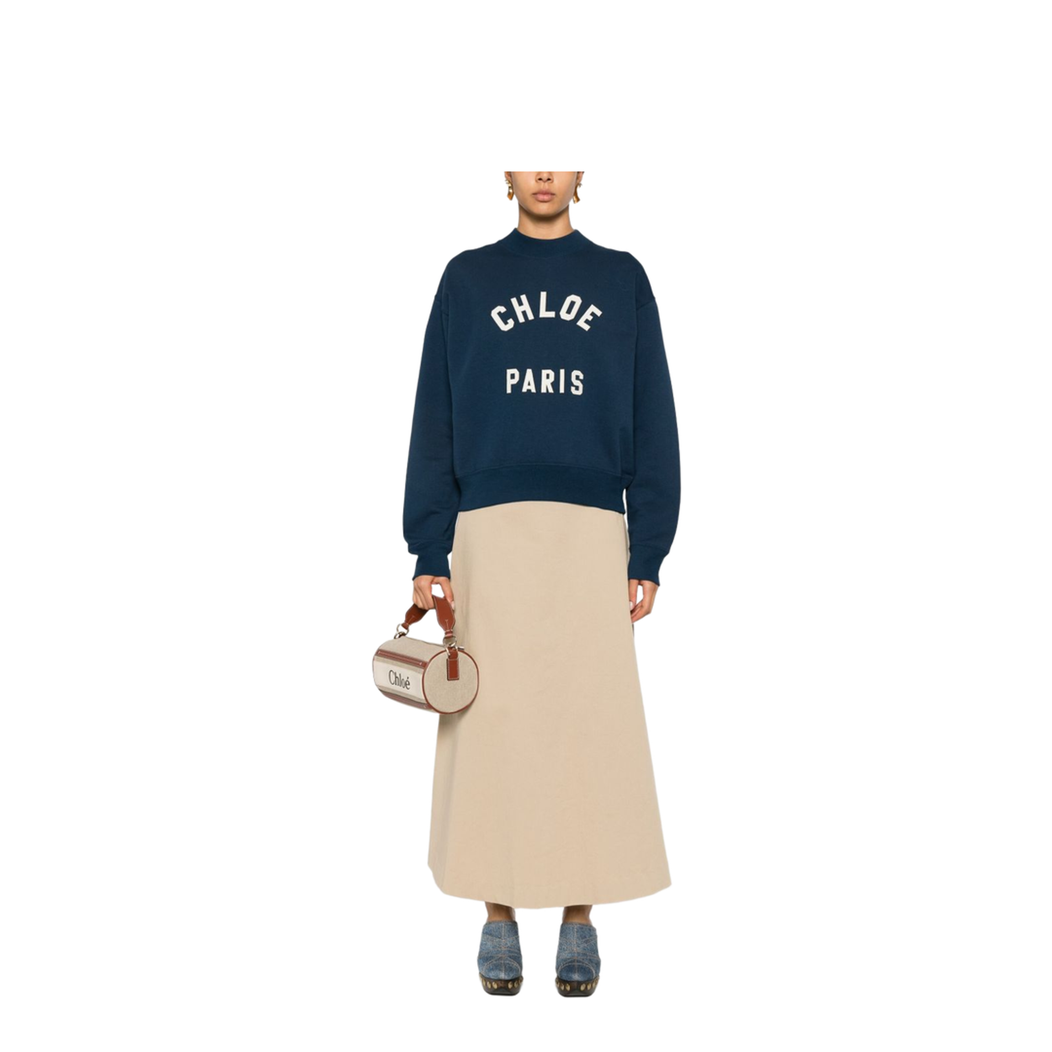 Mock-neck logo sweater in cotton fleece - Image 3