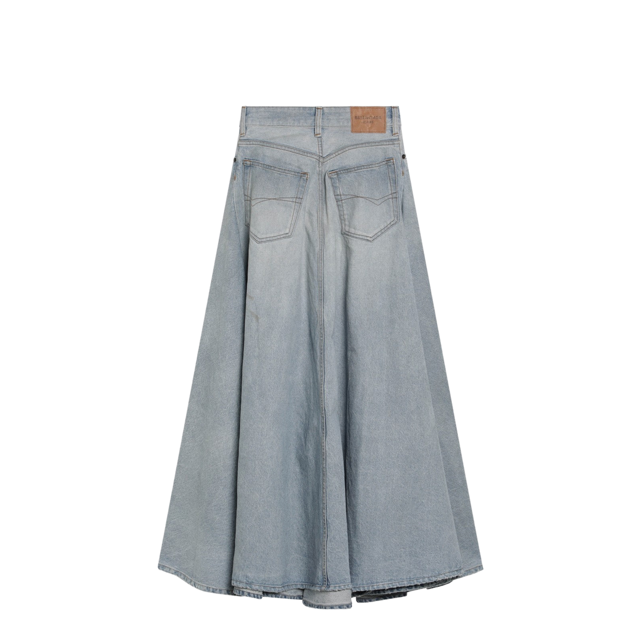 Godet Maxi Skirt in Dirty Light Blue - Image 2