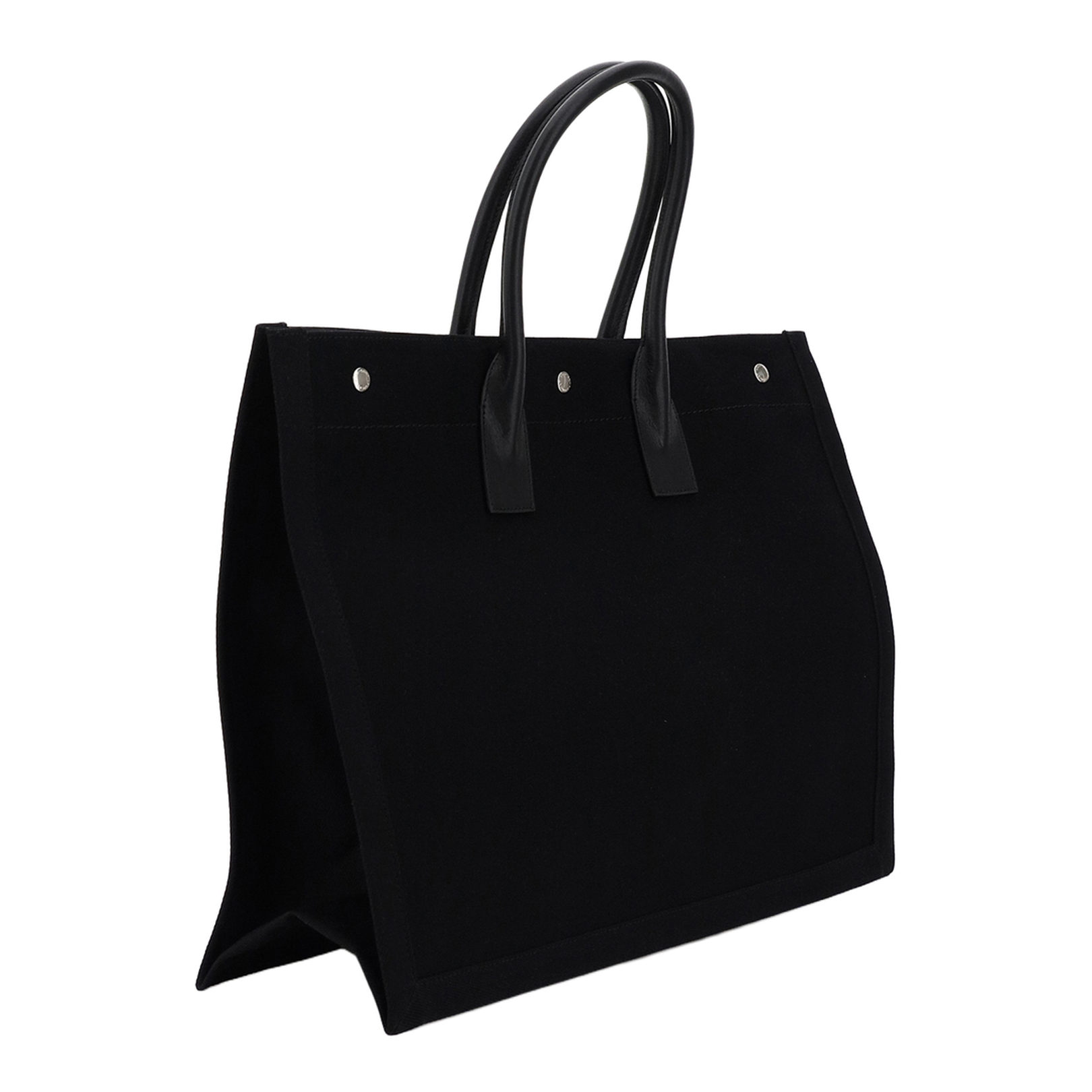Rive Gauche Large Linen-Cotton-Leather Tote - Noir - Image 4