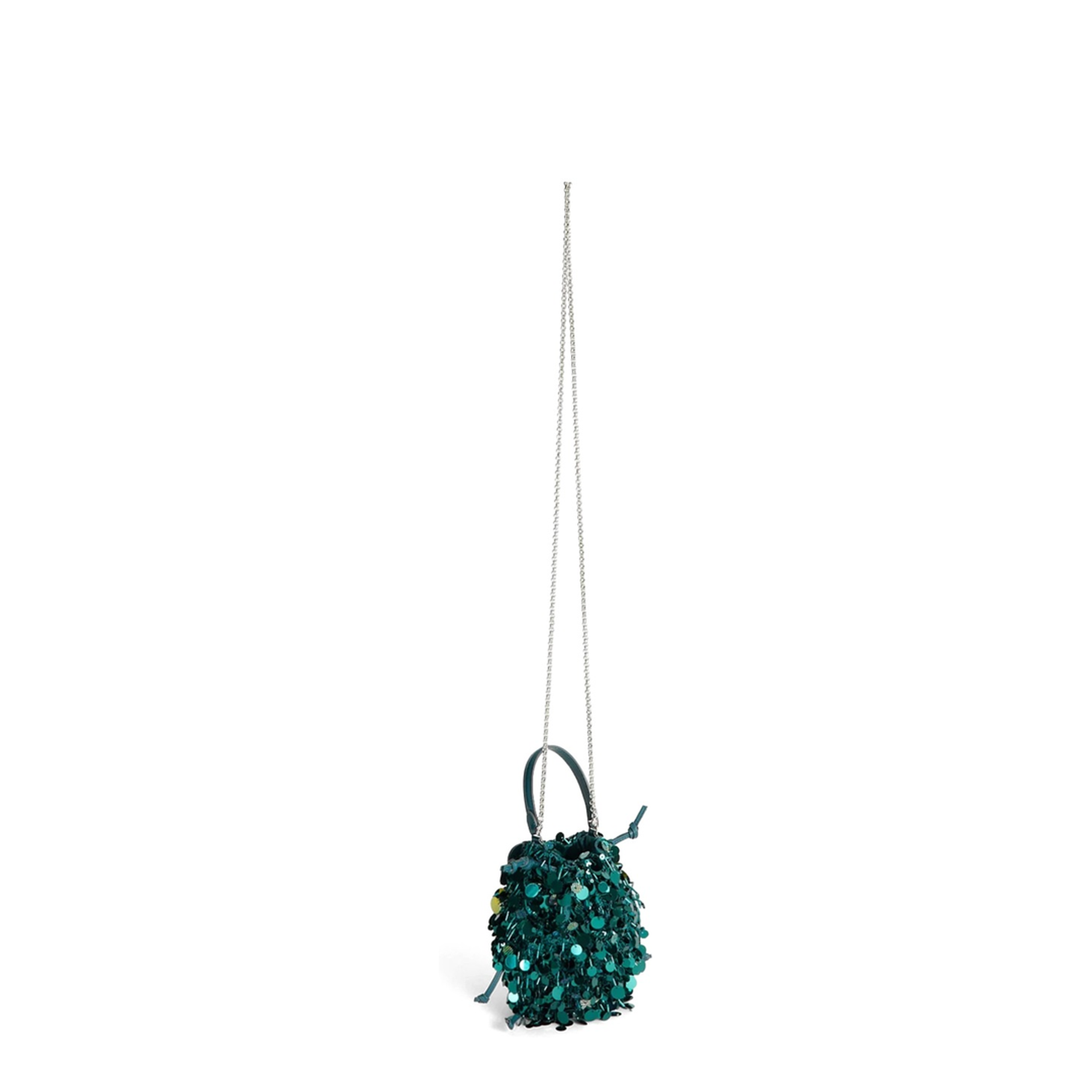 Beetle Sequins Satin Leather Crossbody - Dark Teal - Image 2