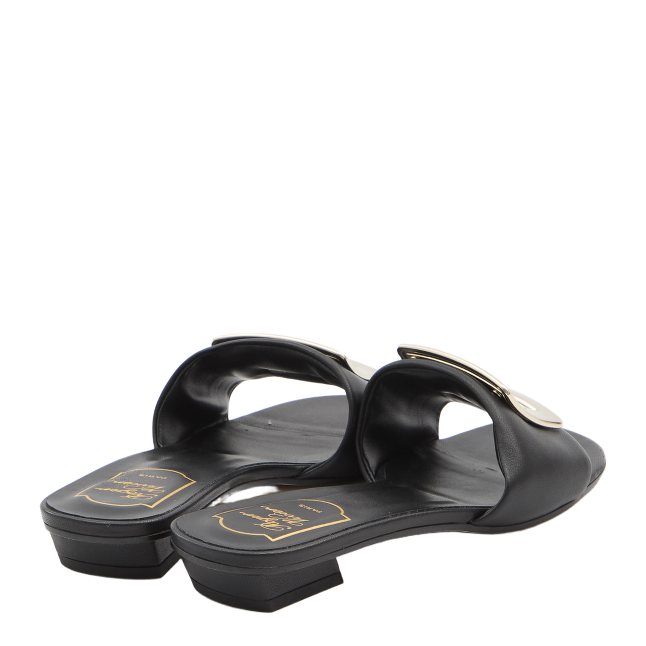 Square Buckle Leather Slides - Image 3