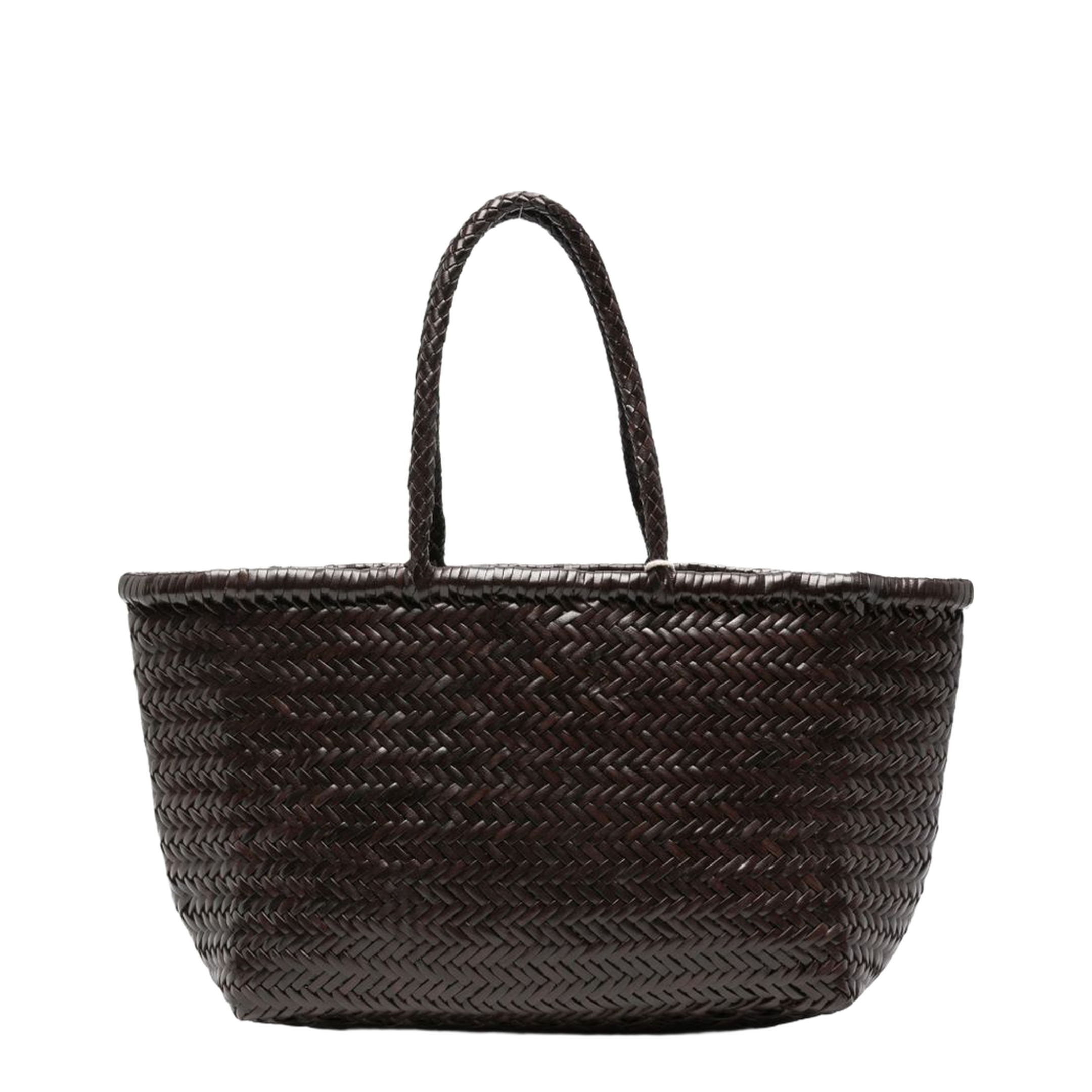 Triple Jump Small Buffalo Calf Leather Tote - Dark Brown - Image 1