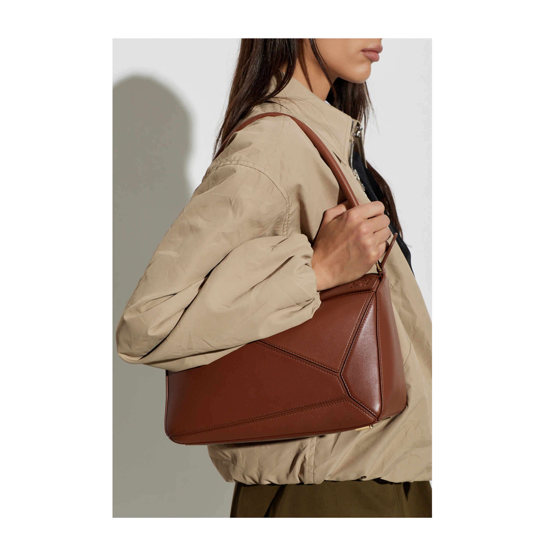 Puzzle Medium Nappa Lambskin Shoulder Bags - Pecan - Image 3