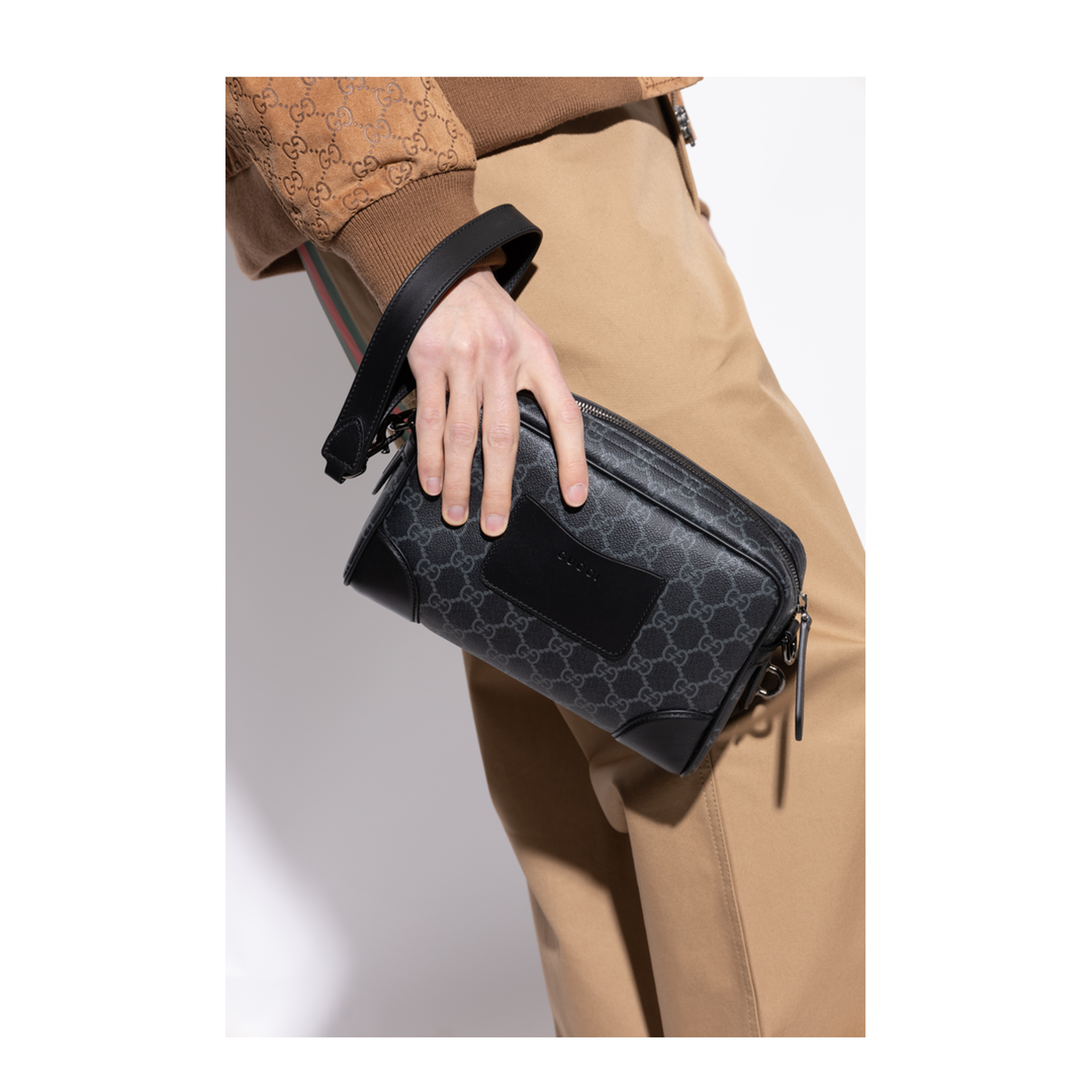 GG Emblem Small Coated Canvas Crossbody - Black - Image 2