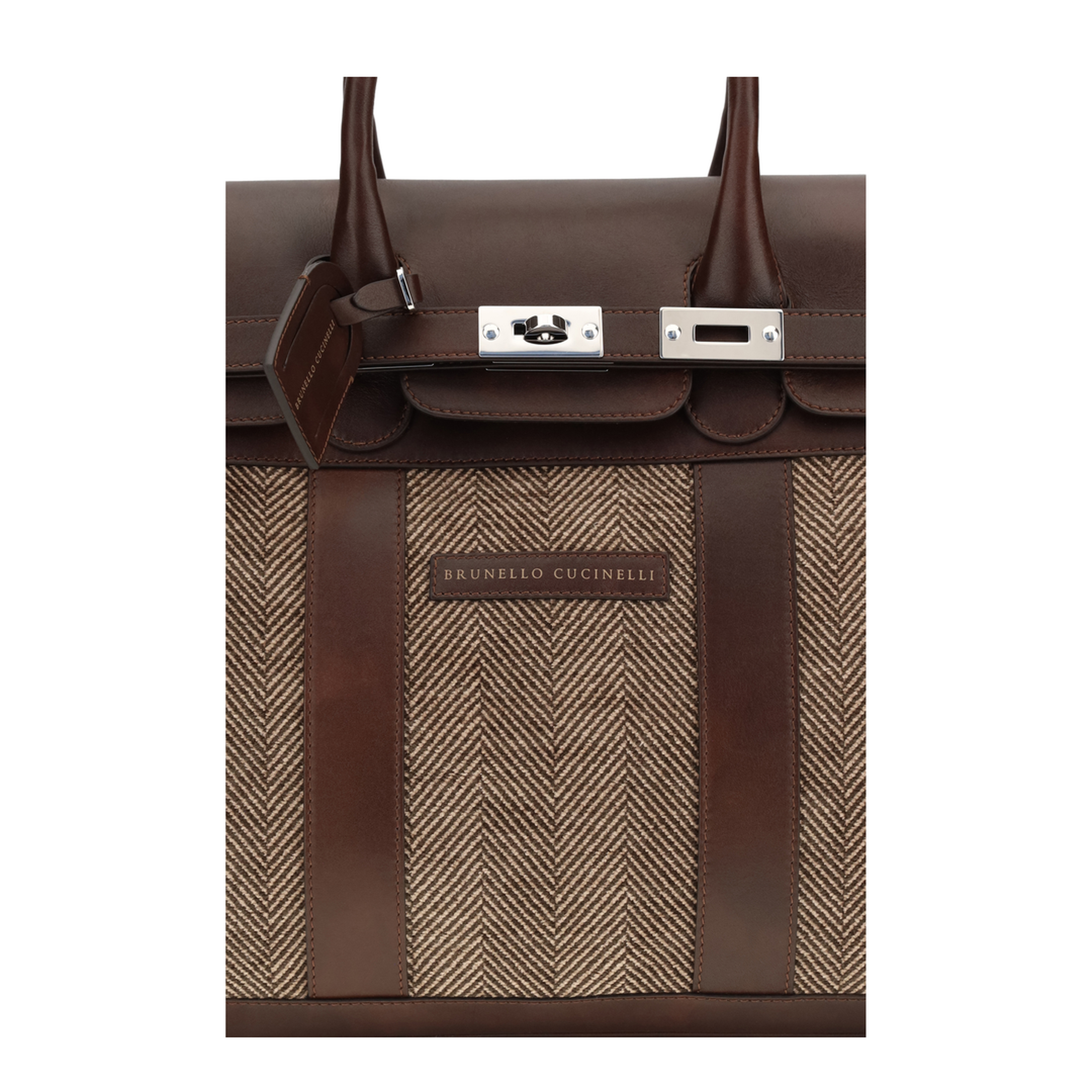 Travel Bag In Leather And Fabric - Image 4