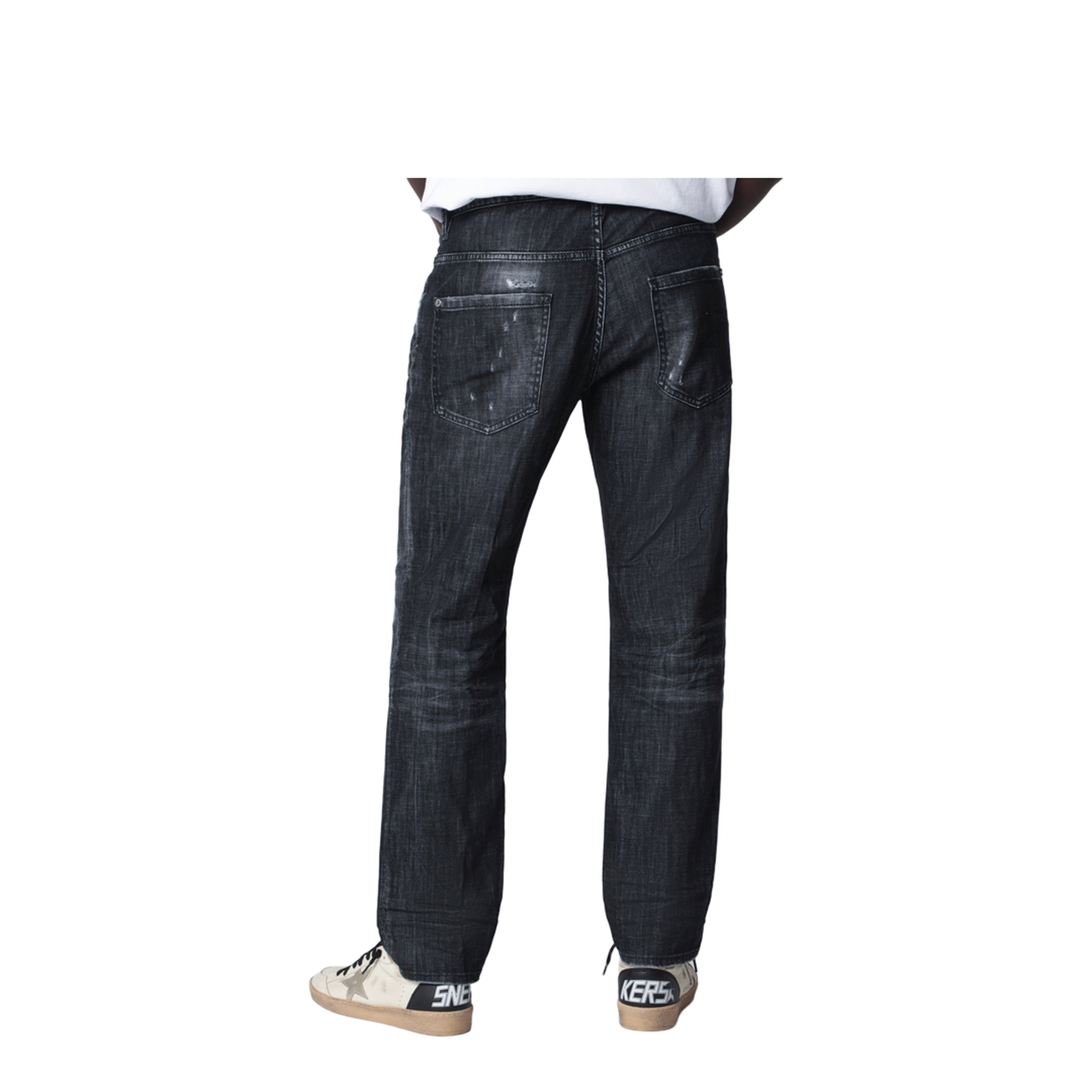 Black Washed-Effect Distressed Jeans - Image 2