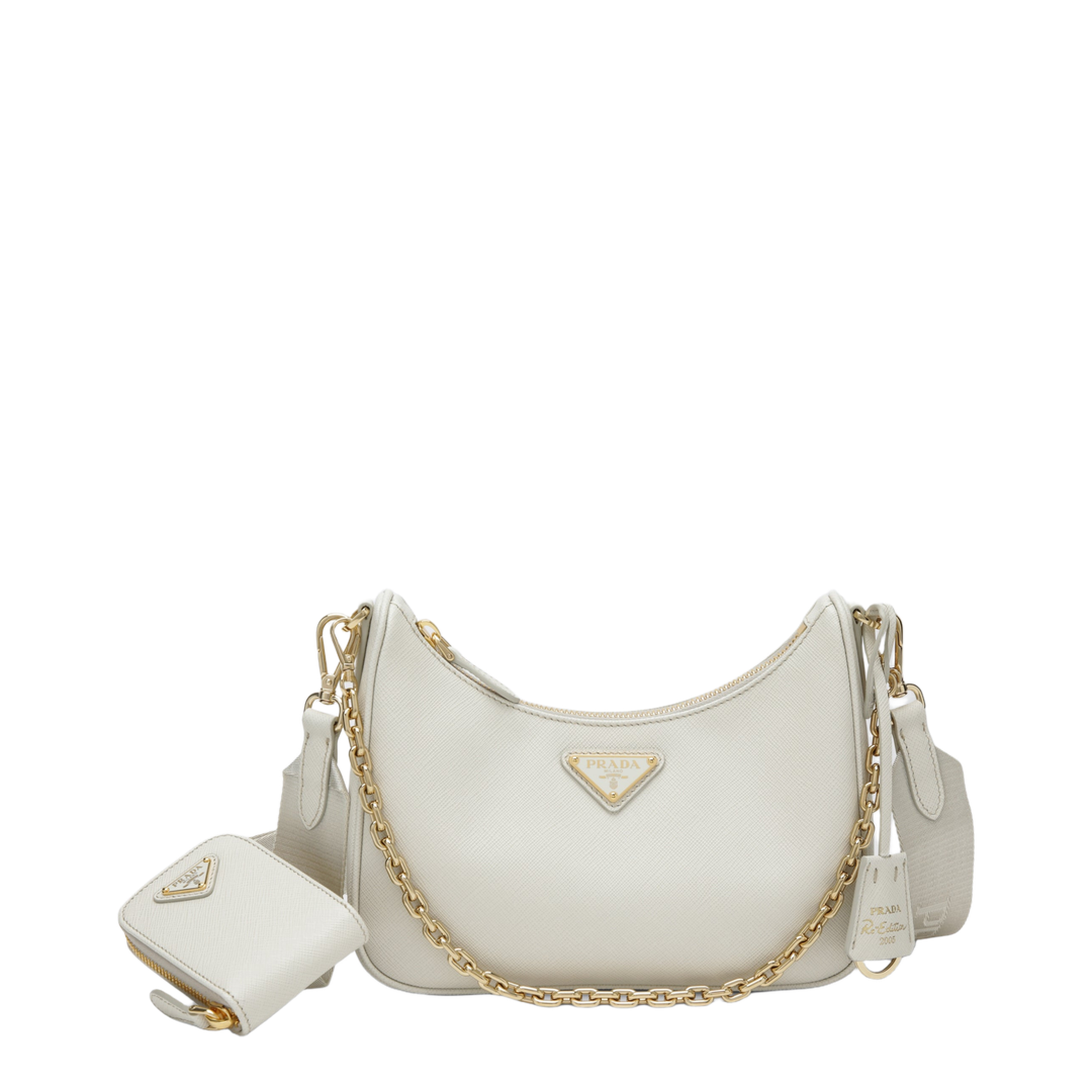 Re-Edition 2005 Saffiano Leather Shoulder Bag - Talc - Image 1