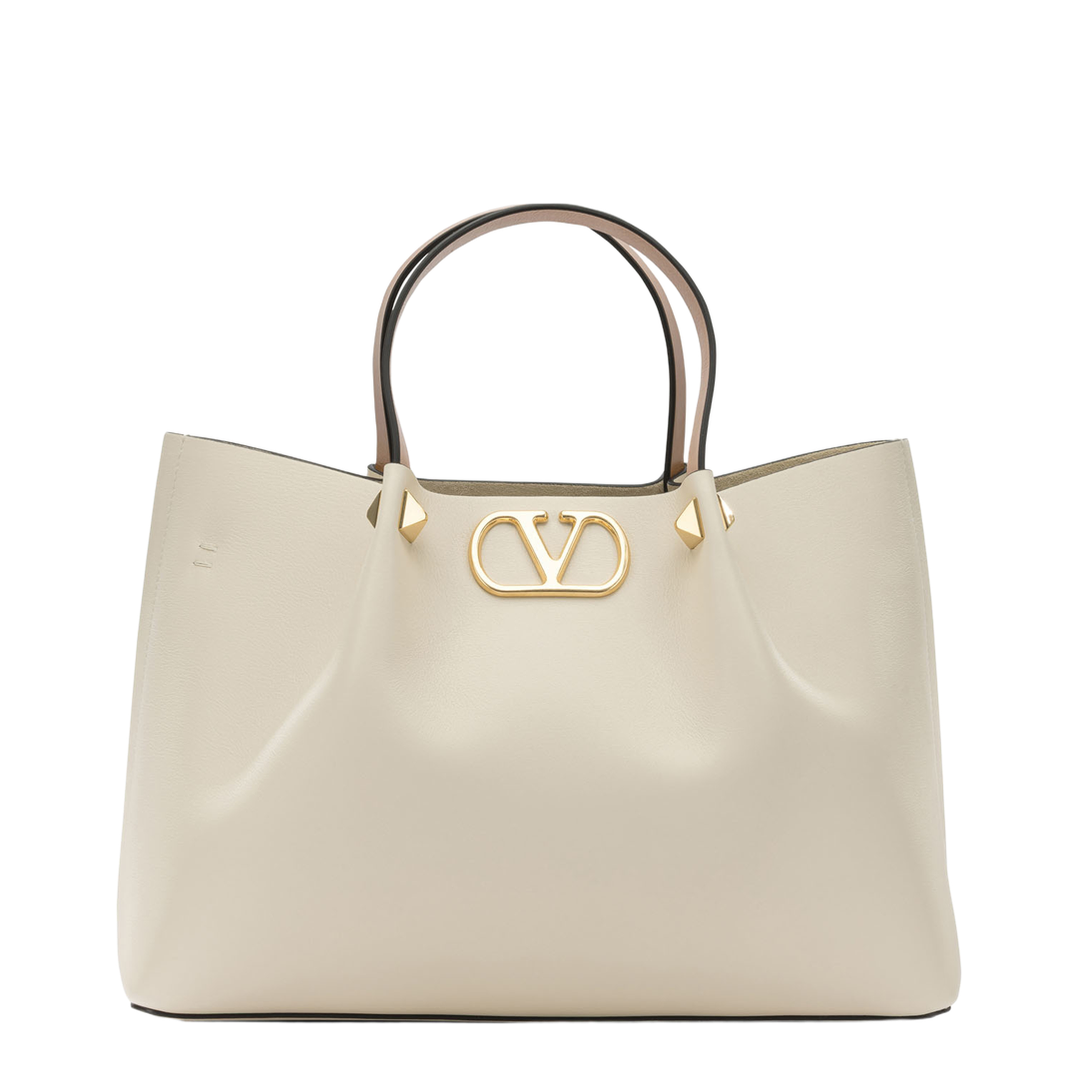 VLogo Medium Leather Handbags - Beige - Image 1