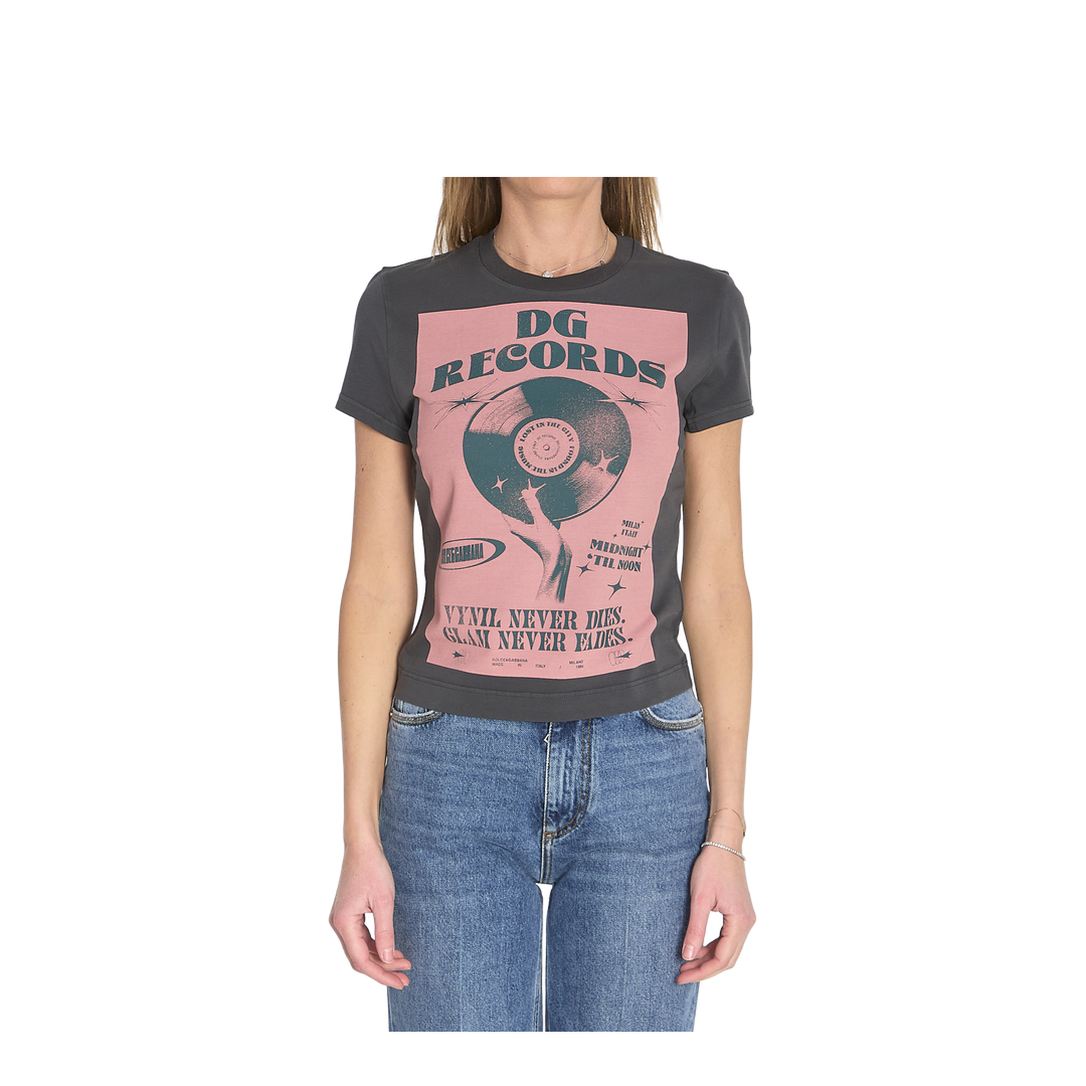 Jersey T-Shirt with Print in Grey - Image 1