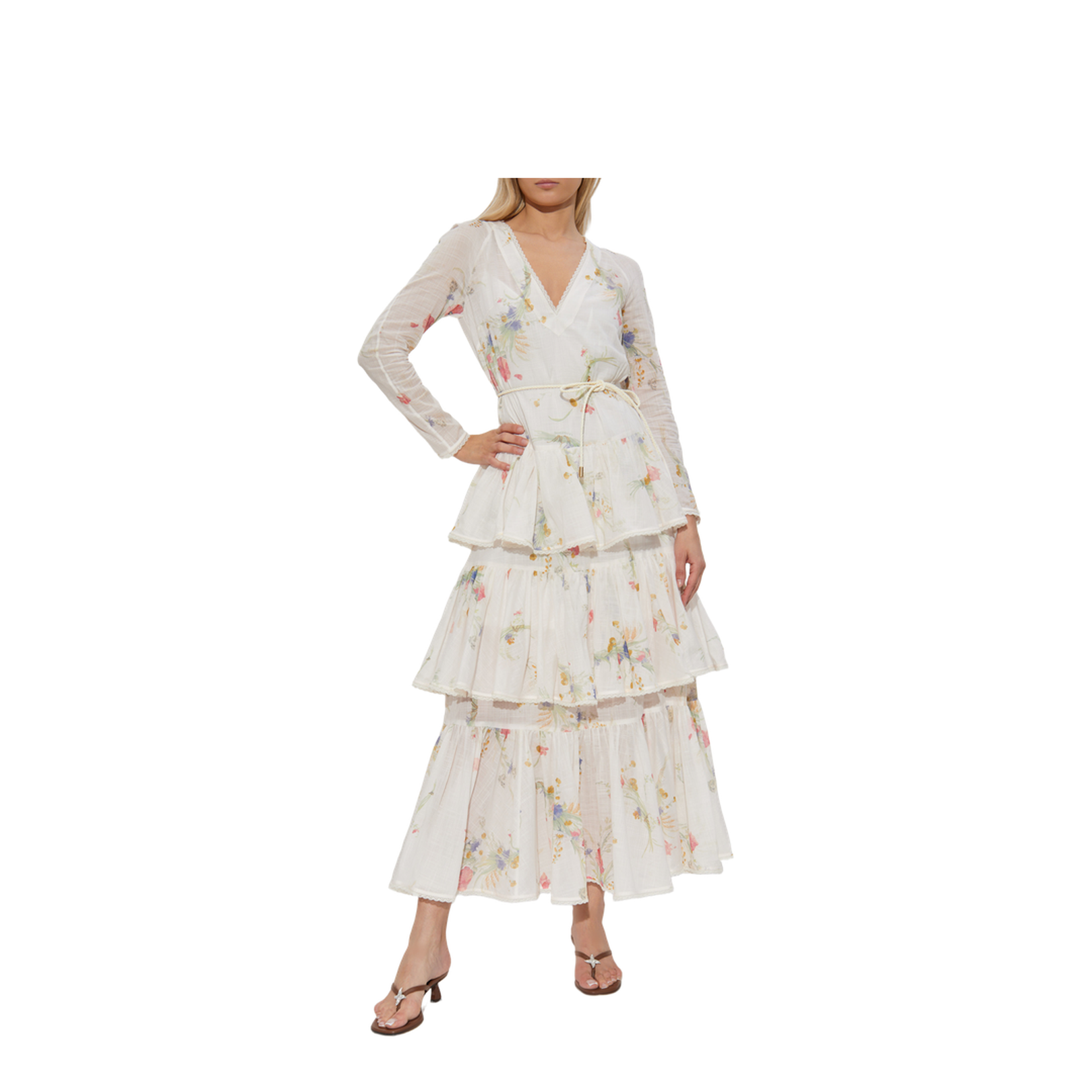 Ruffles Dress Floral Print Soft Pastel - Image 3