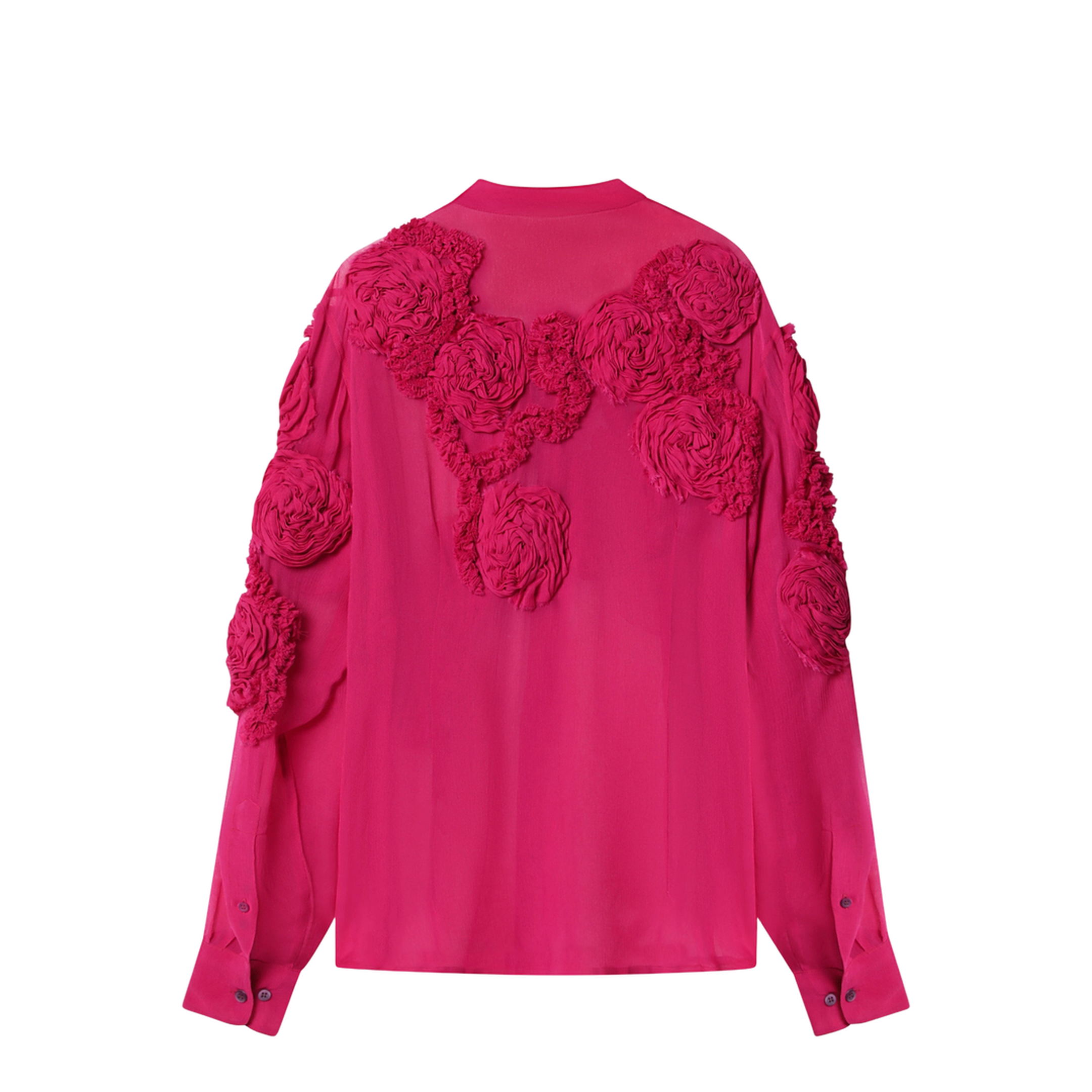 Fuchsia Shirt With Embossed Roses - Image 2