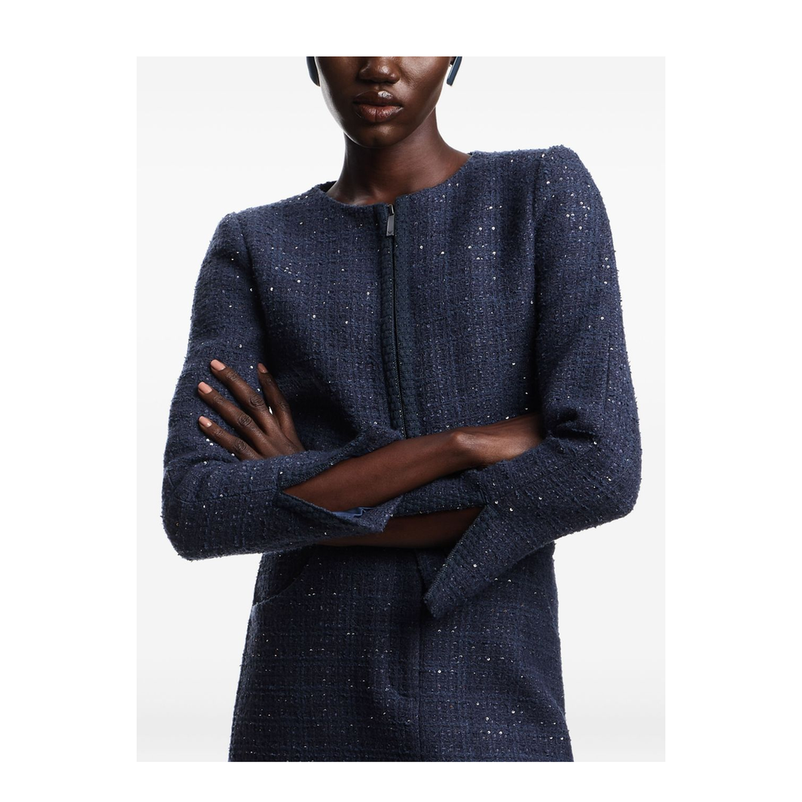Lurex Tweed Zip-Up Jacket with Micro Sequins - Image 2