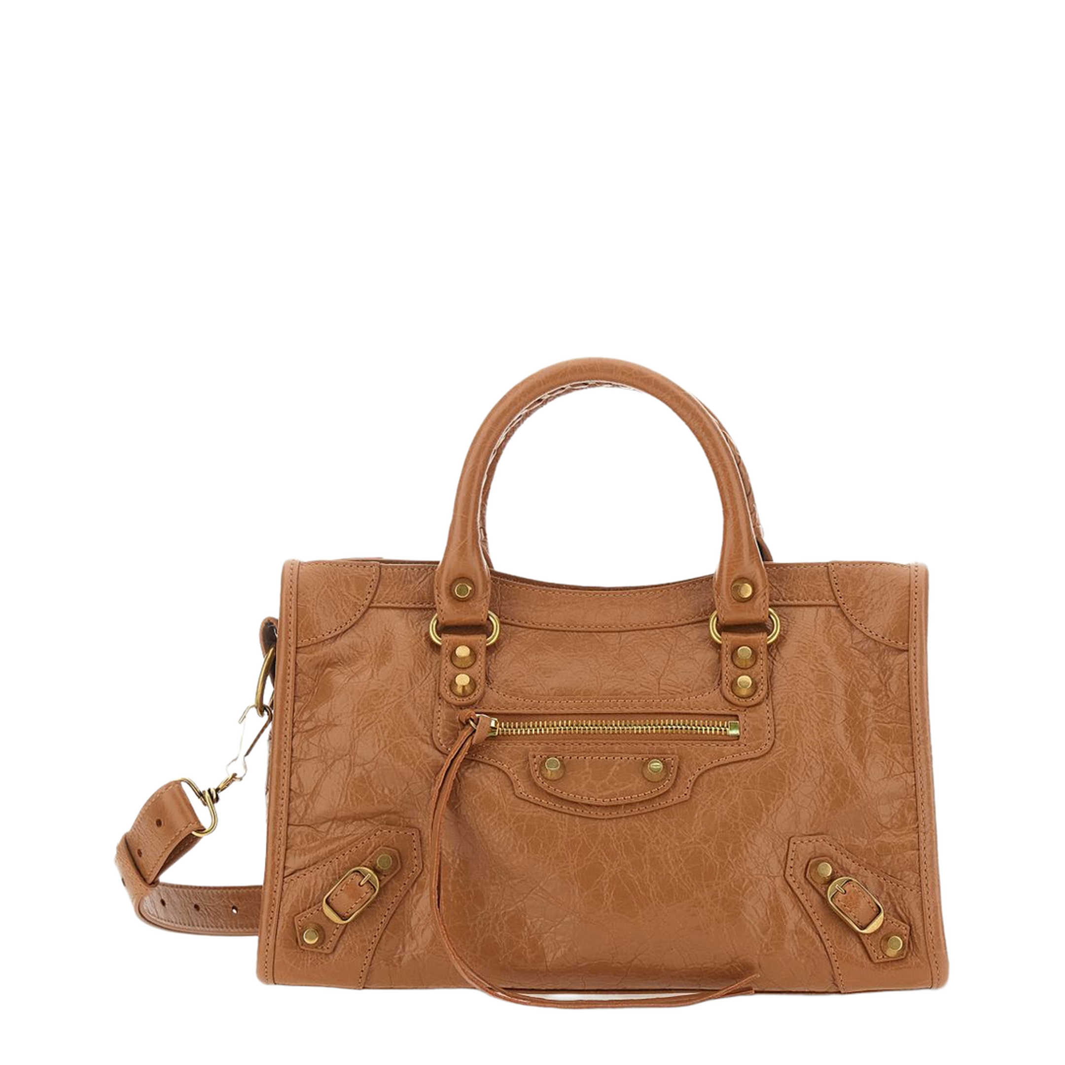Small Beige Antique Gold City Bag - Image 1