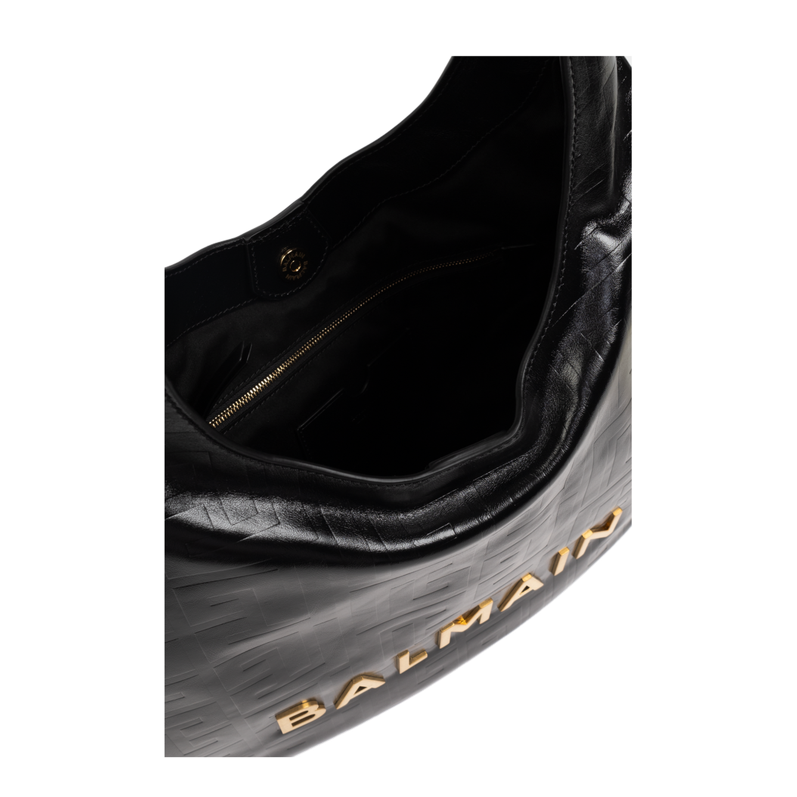 Large Black Calf Leather Bag with Gold Logo - Image 5