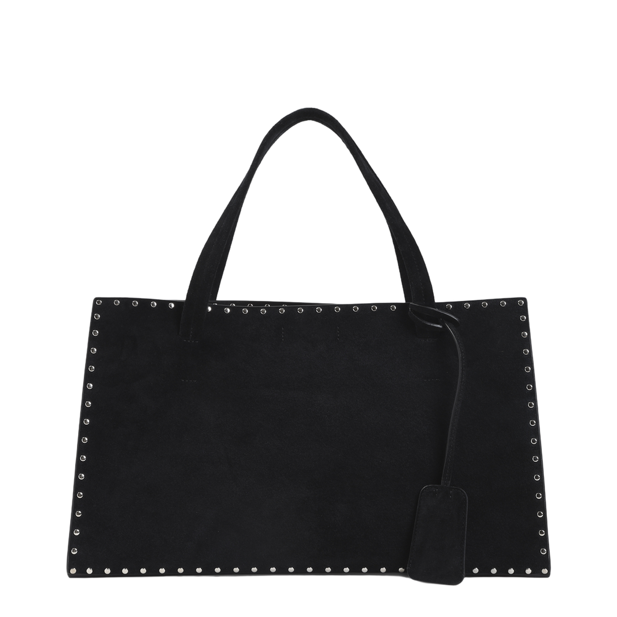 Stud Cabas Small Suede Tote - Black - Image 1