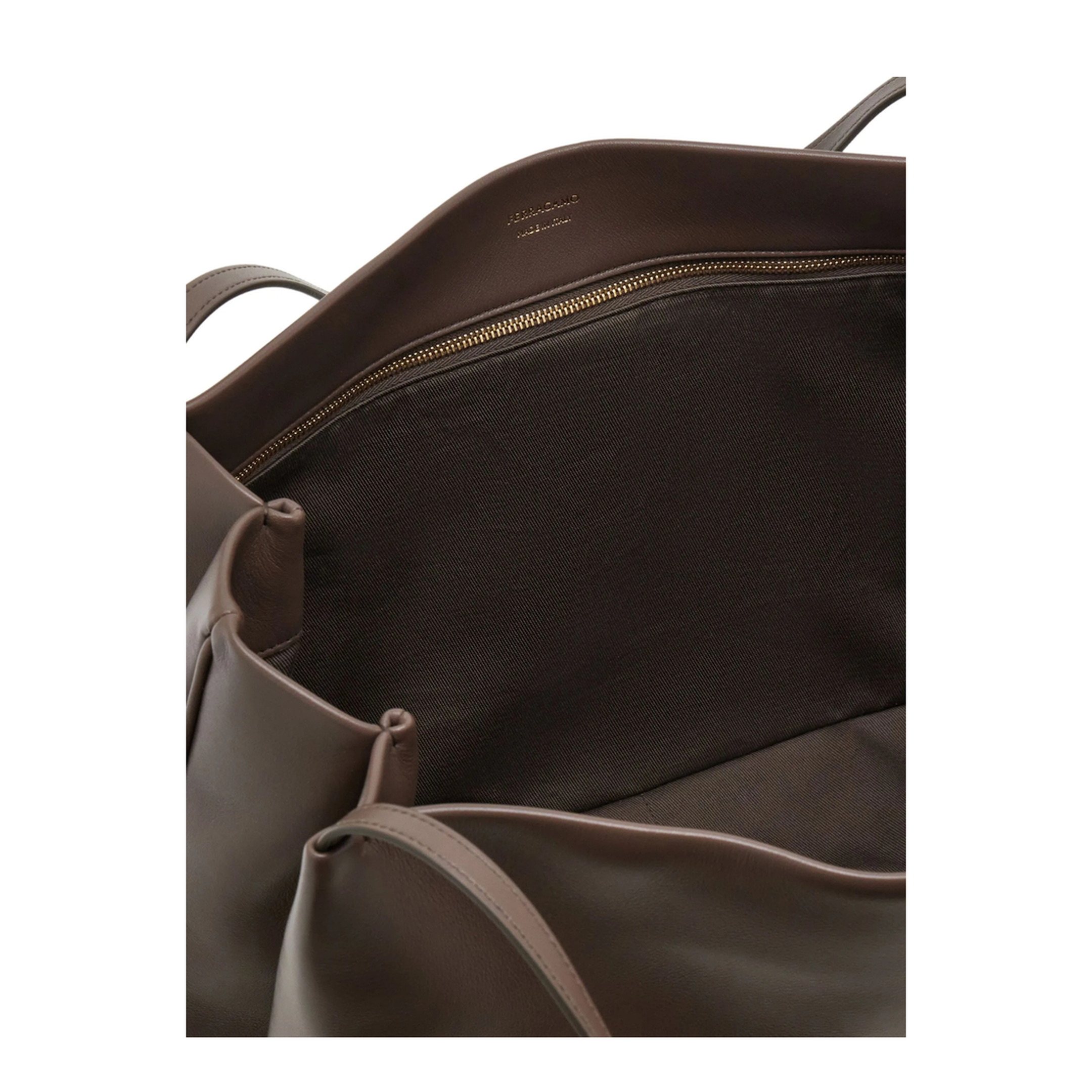 Large Leather Shoulder Bag - Grey - Image 5