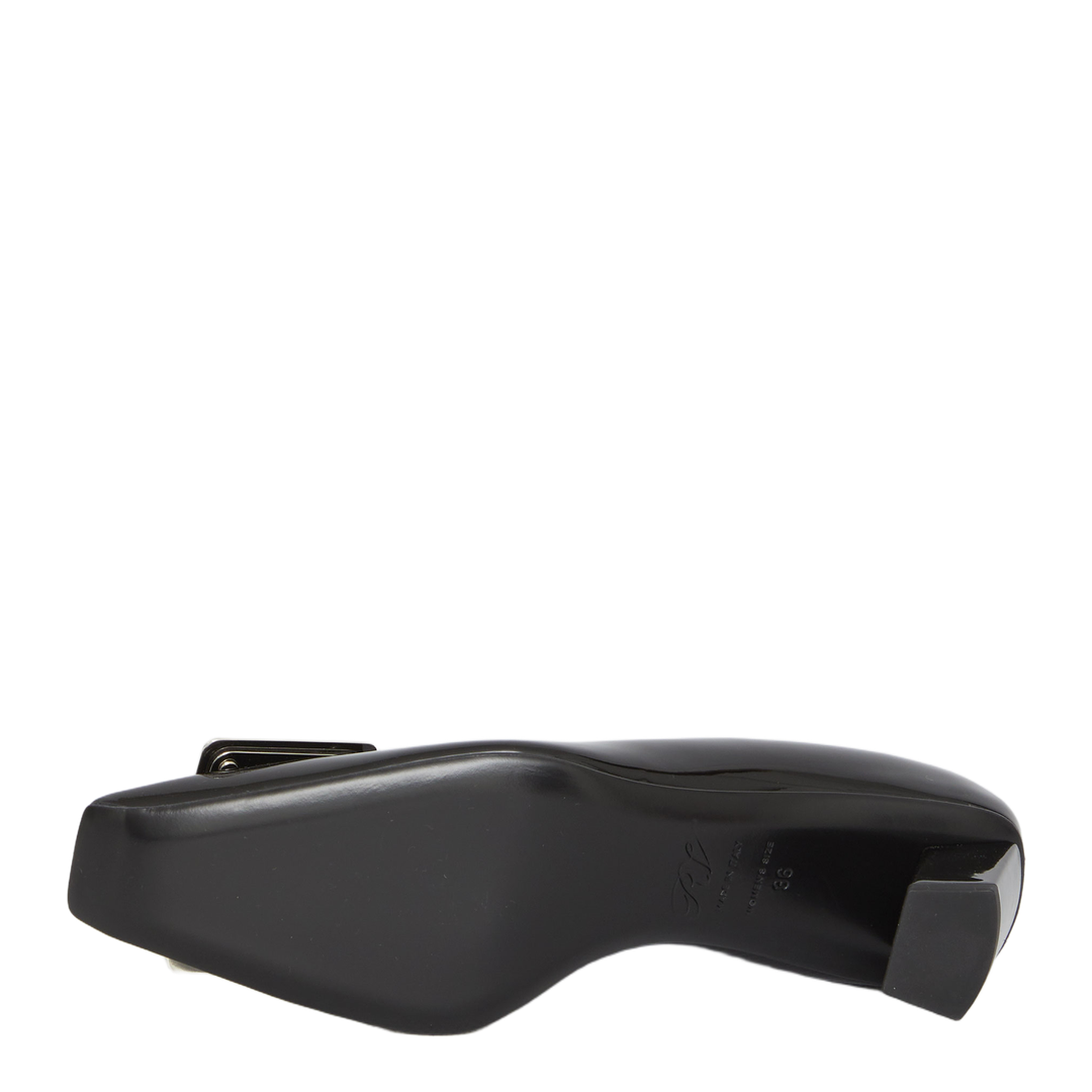 black calfskin pumps with buckle and wide heel - Image 4