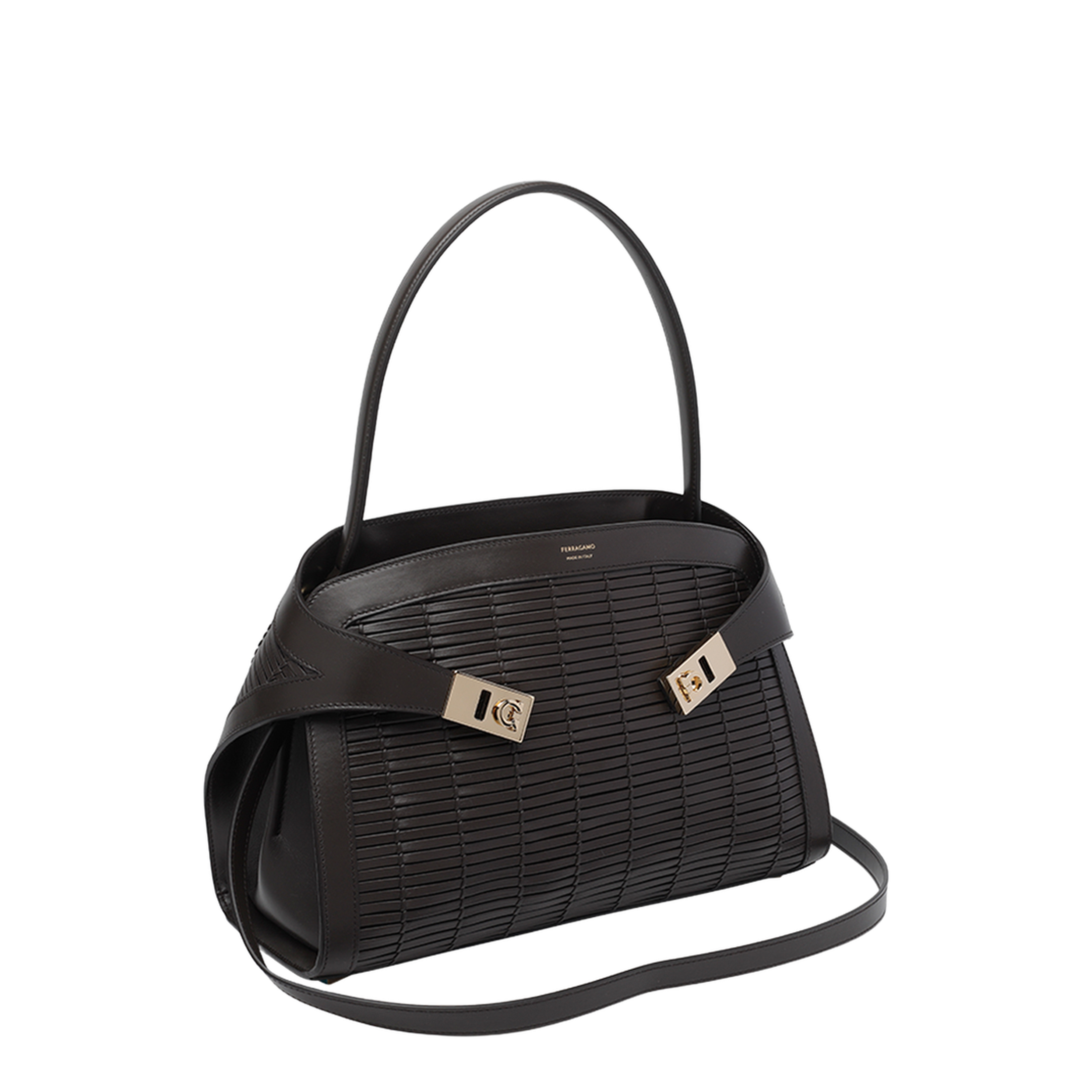 Hug Medium Calfskin Shoulder Bag - Testa di Moro - Image 2