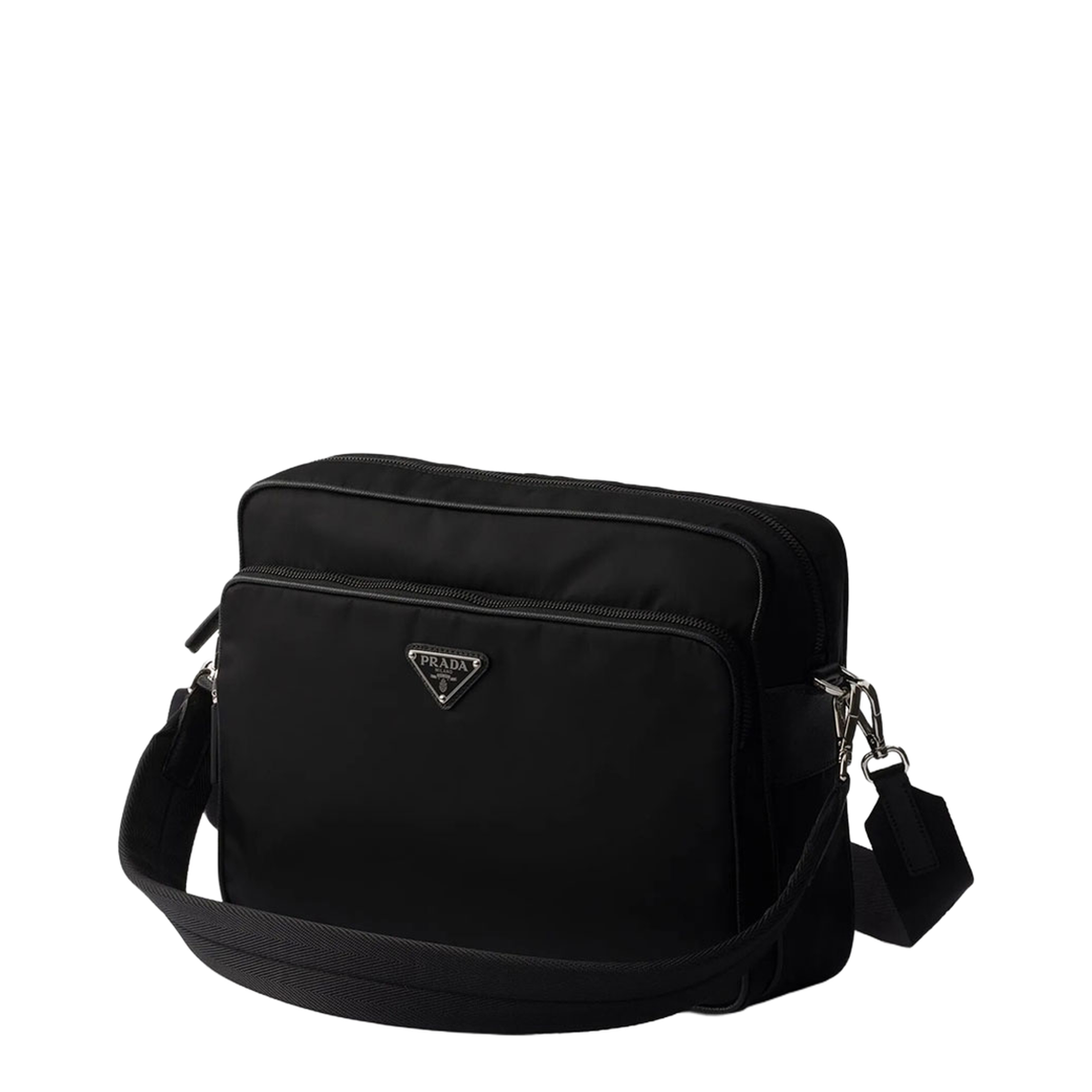Logo-Plaque Re-Nylon Messenger Bag - Black - Image 3
