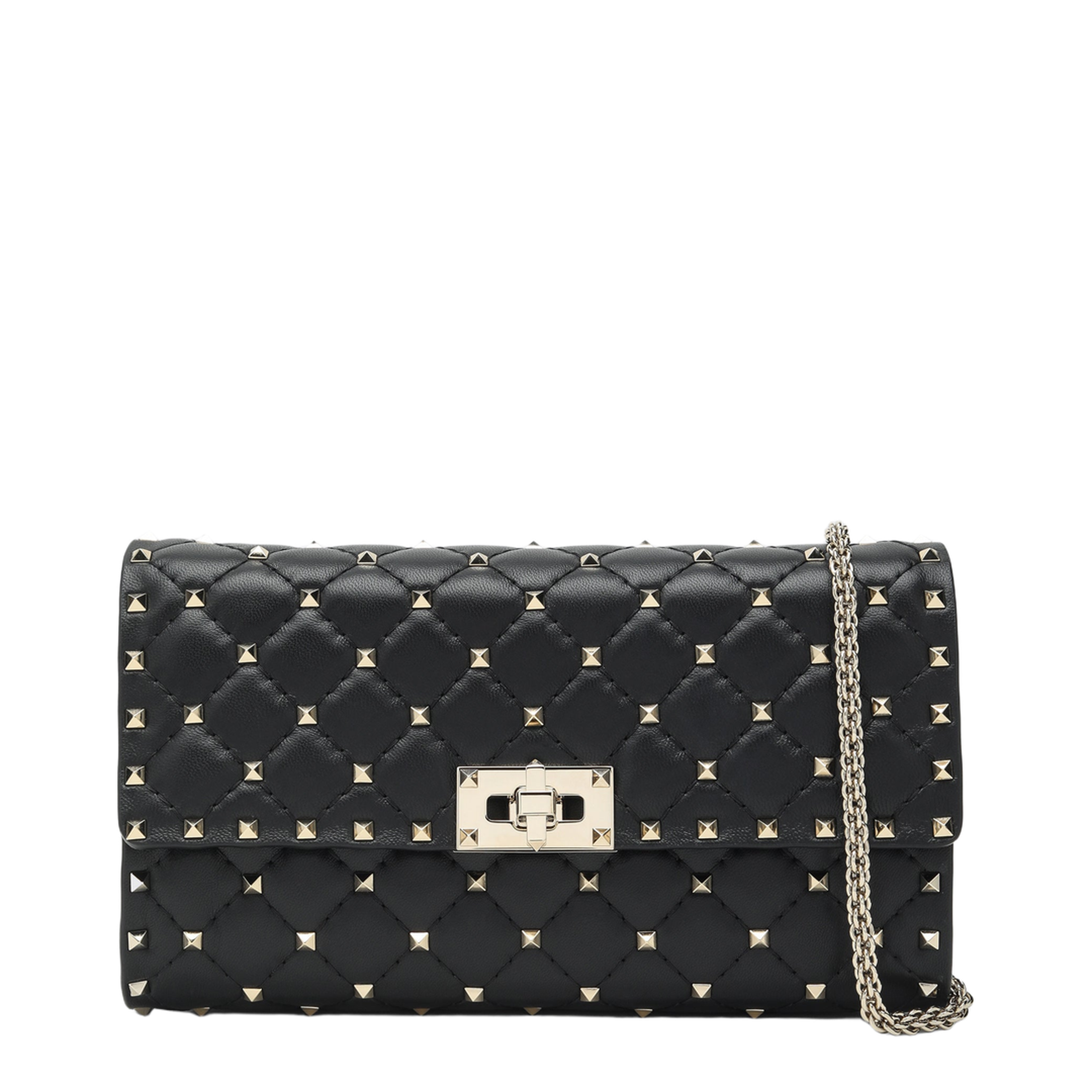 Rockstud Spike Nappa Leather Crossbody Clutch - Nero - Image 1