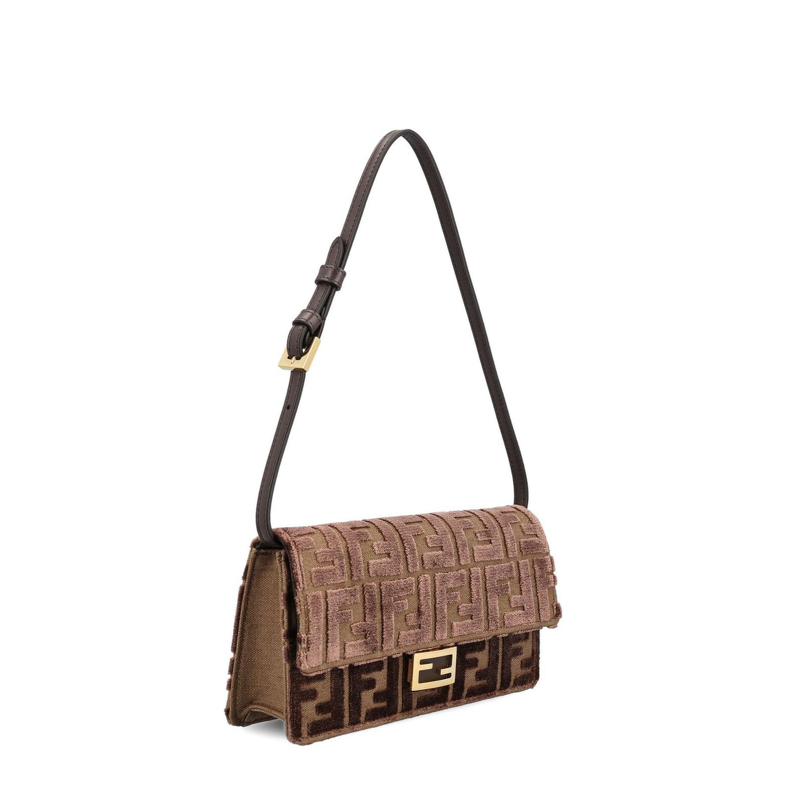 Brown Crossbody Bag with All-Over FF Motif - Image 2