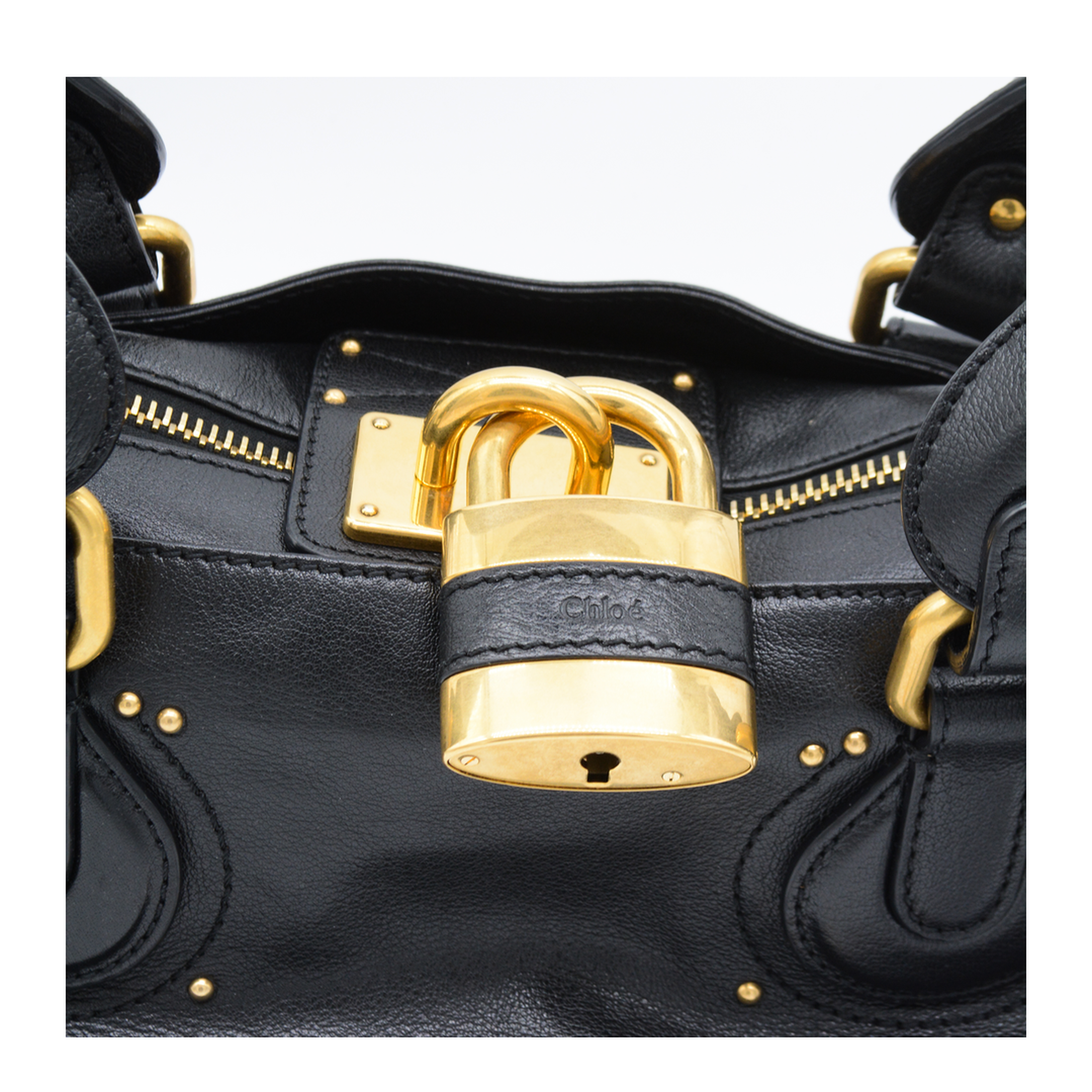Paddington Grained Buffalo Leather Shoulder Bag - Black - Image 8