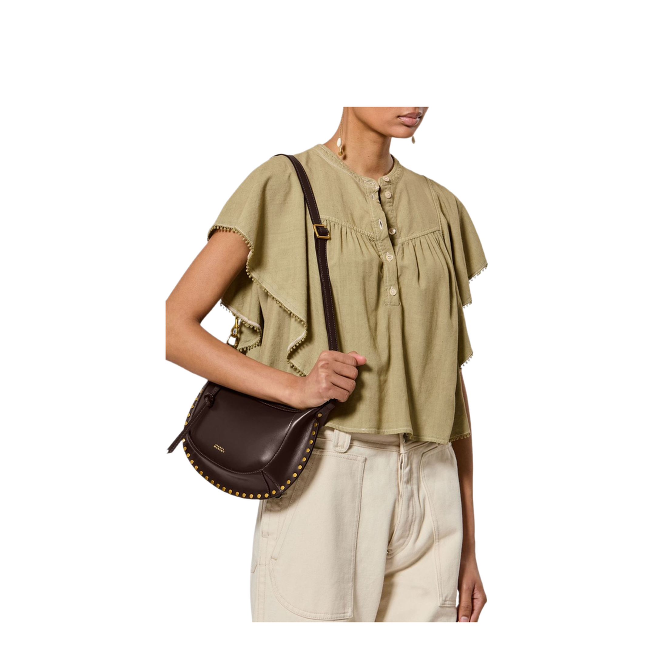 Oskan Moon Calfskin Shoulder Bag - Brown - Image 2