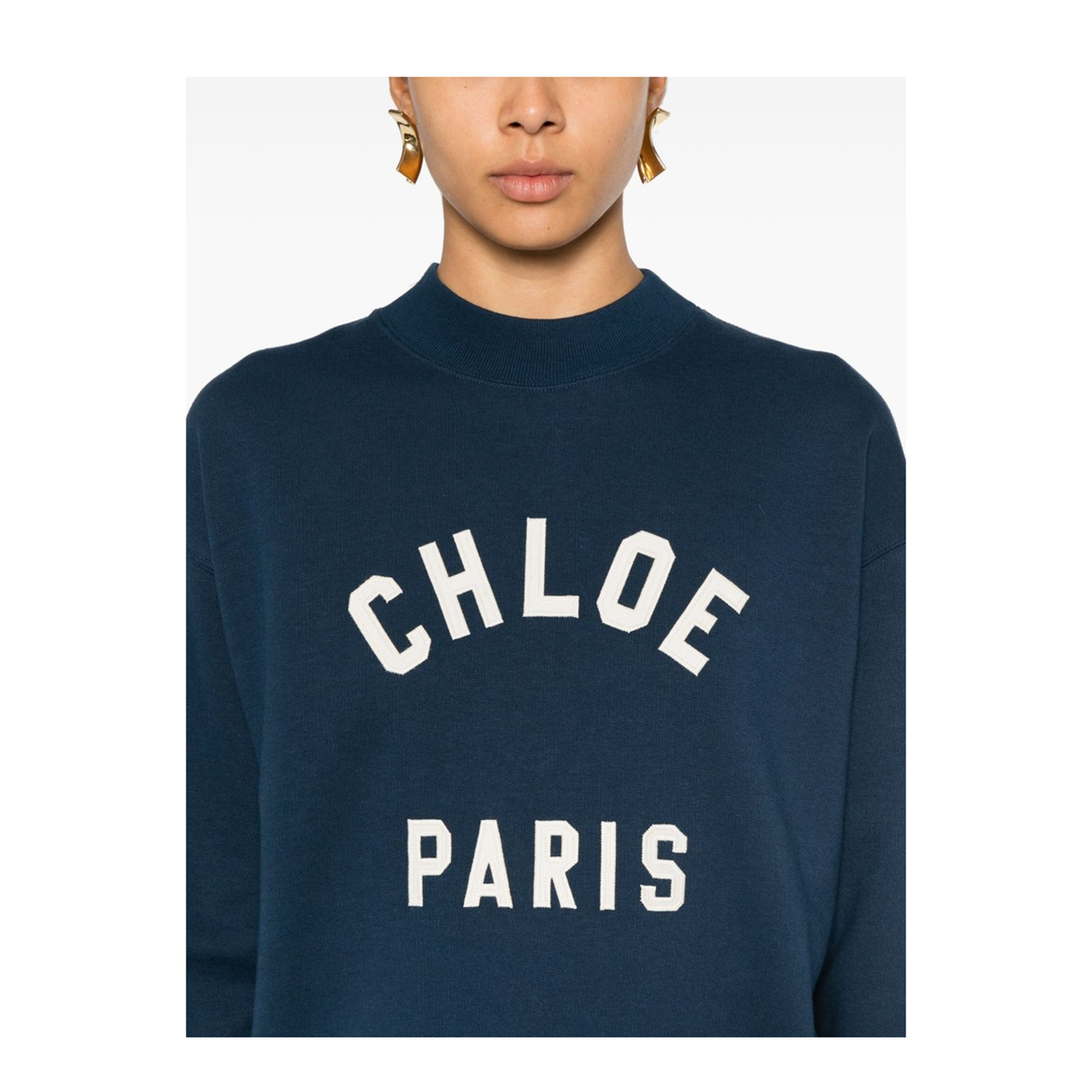 Mock-neck logo sweater in cotton fleece - Image 4
