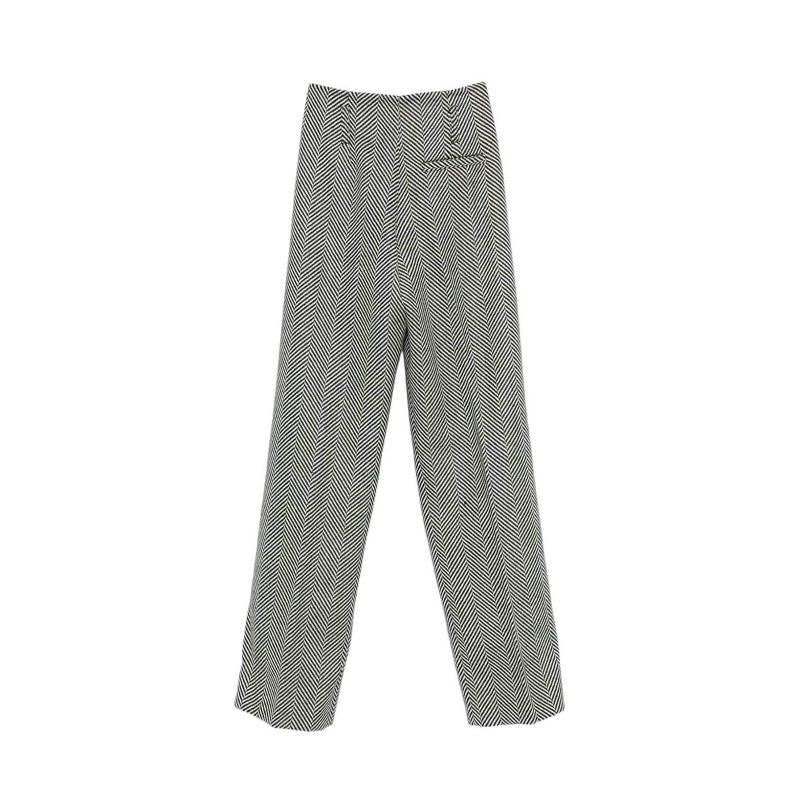 High-Rise Trousers in Wool with Chevron Patterning - Image 3