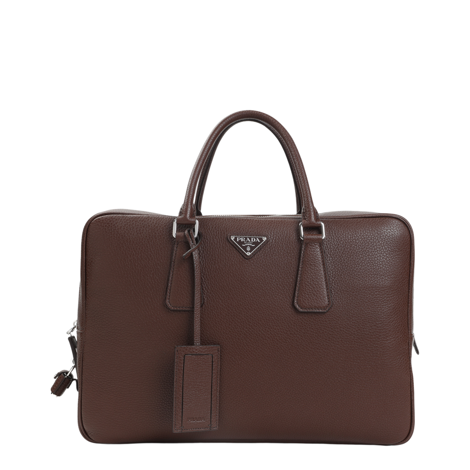 Structured Calf Leather Briefcase - Brown - Image 1
