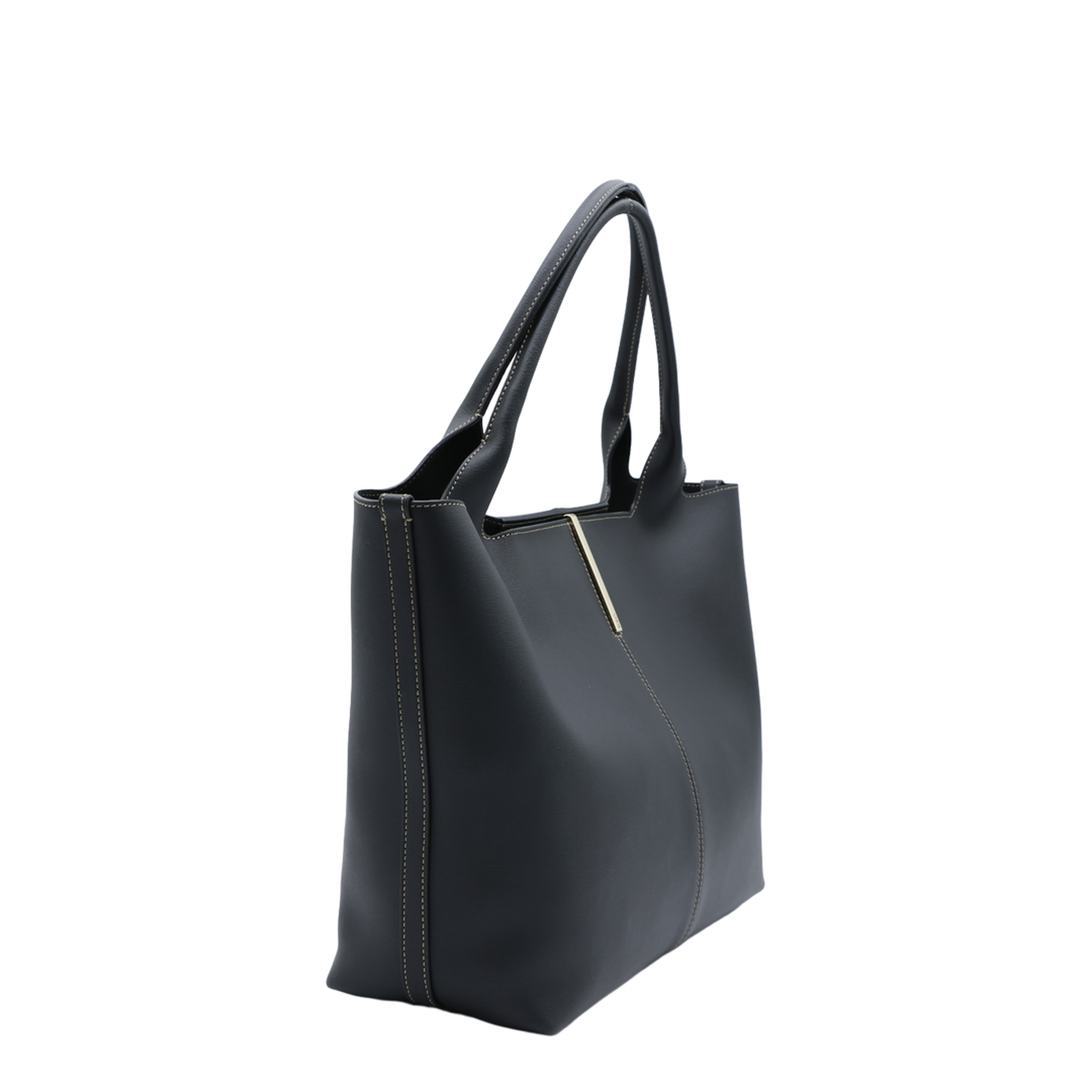 Medium Small Calfskin Shopping Bag - Black - Image 3