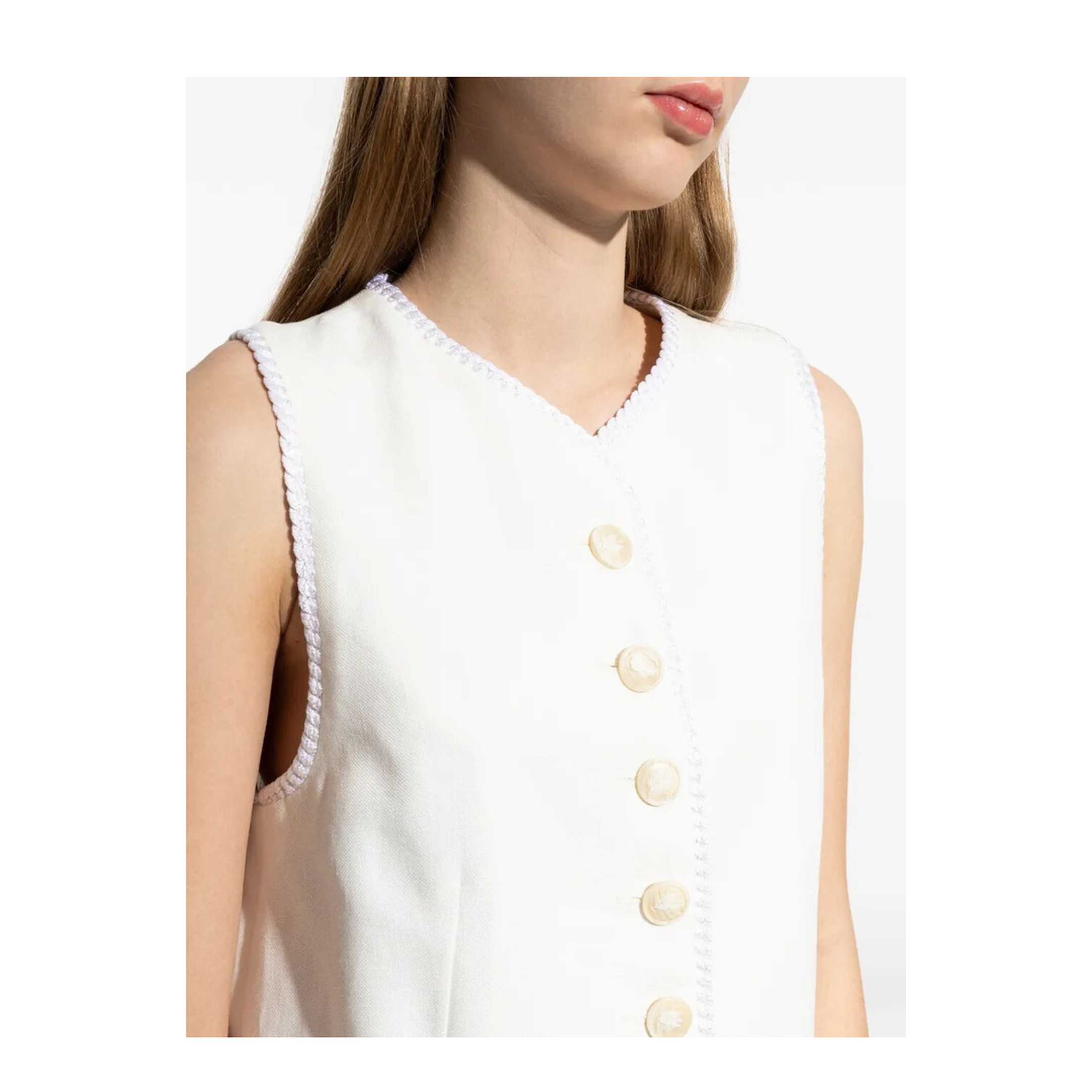 Button-Down Waistcoat with Trims - Image 2