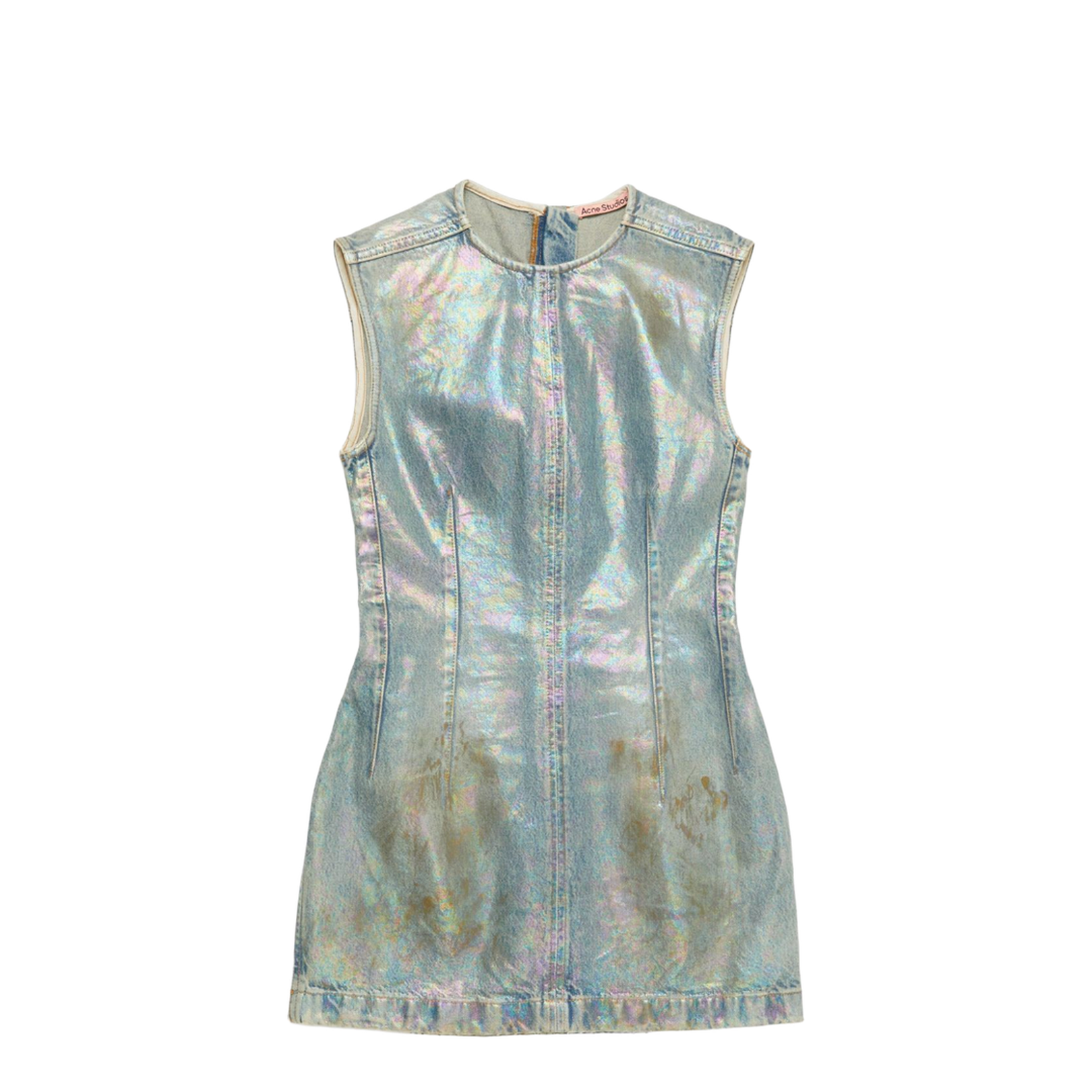 Coated Denim Dress - Mid Blue - Image 1