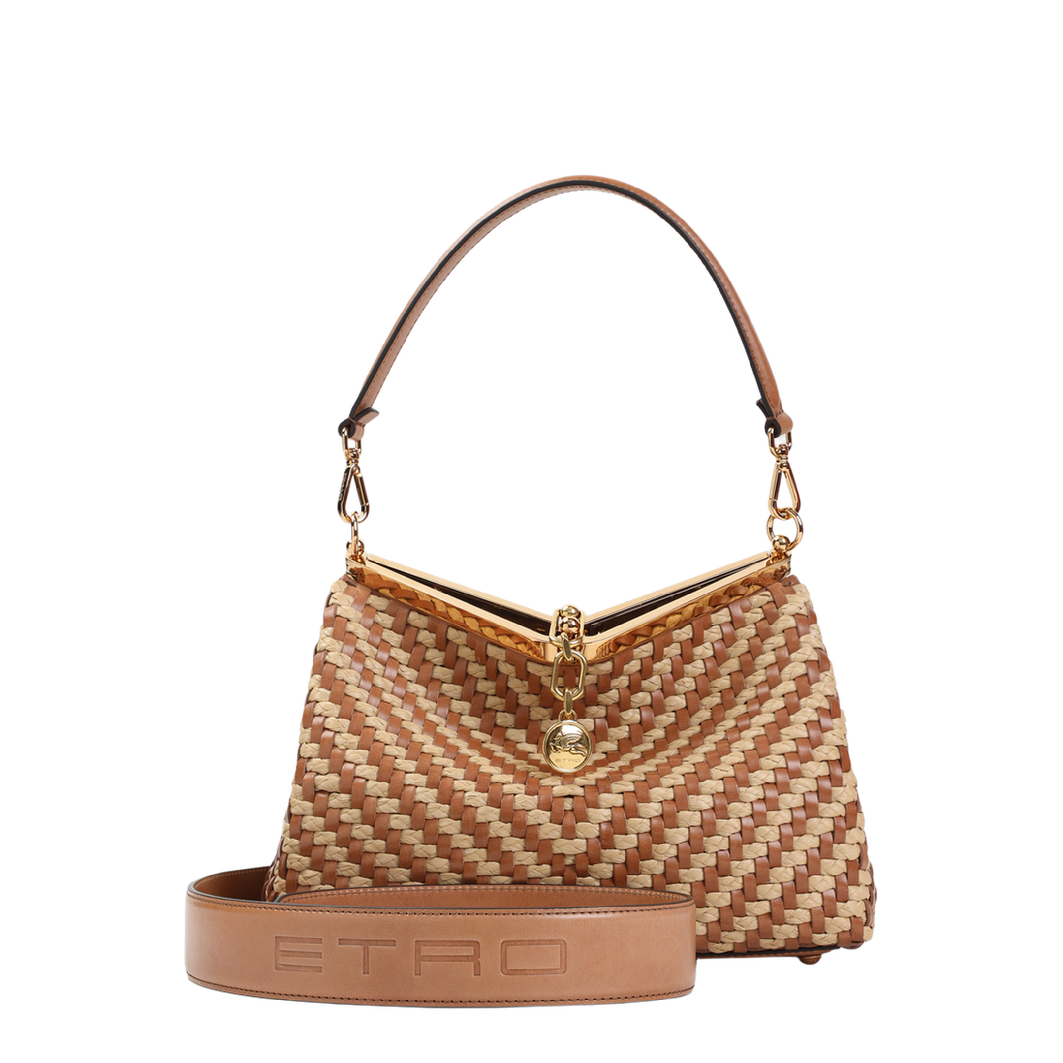 Vela Medium Woven Leather Shoulder Bag - Light Brown (Beige) - Image 1
