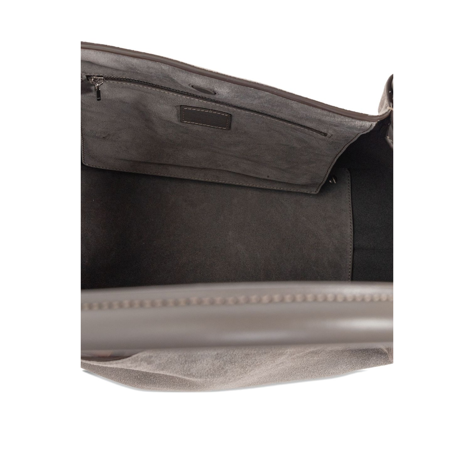 Grey Calf Suede Double Top-Handle Bag - Image 3